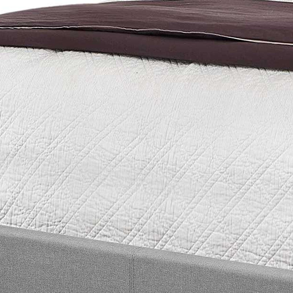 Solid Wood Queen Tufted Gray Upholstered Linen Bed With Nailhead Trim-Standard Beds-DECOROLALA