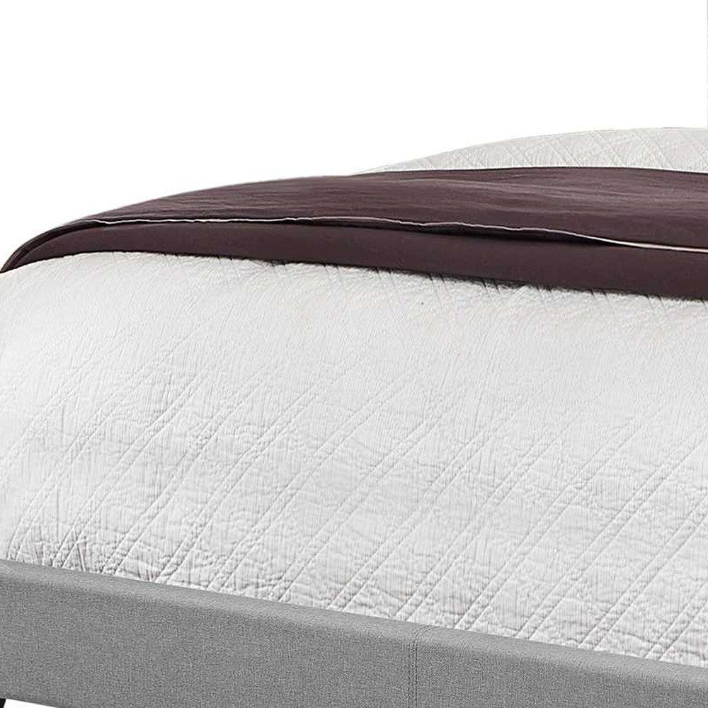 Solid Wood Queen Tufted Gray Upholstered Linen Bed With Nailhead Trim-Standard Beds-DECOROLALA