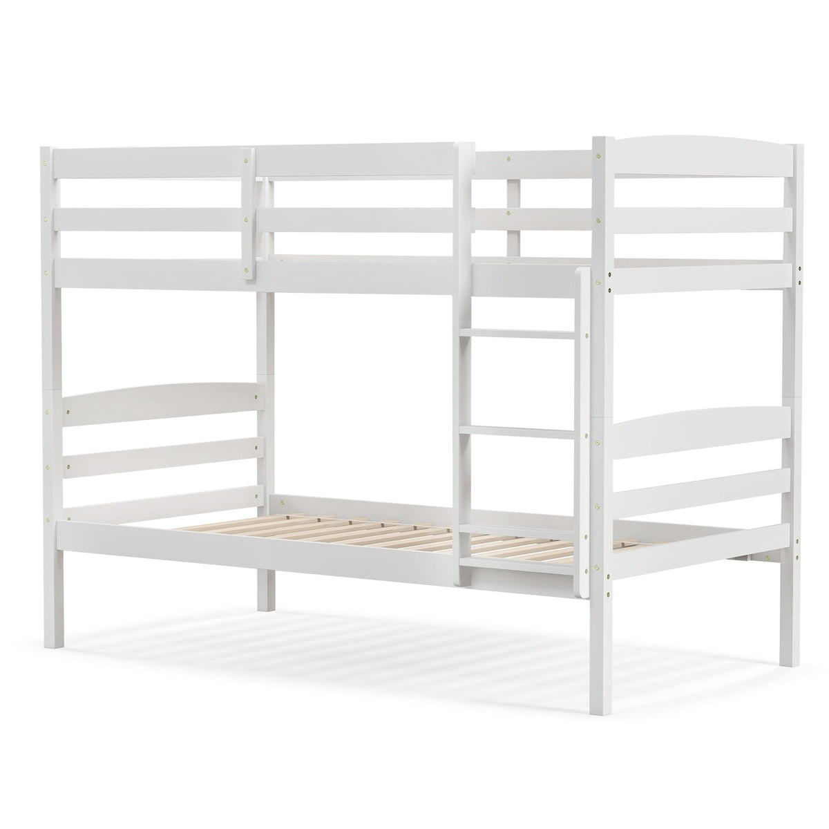 Solid Wood Twin Over Twin Bunk Bed with Ladder and Guardrails-Bunk Bed Frame-DECOROLALA