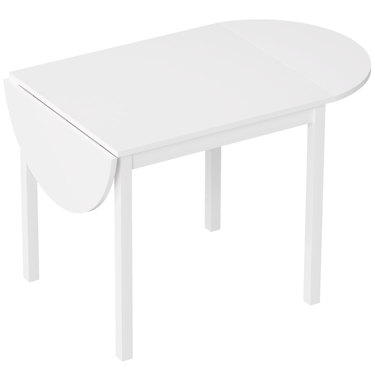 Solid Wood White Folding Kitchen Table, Drop Leaf - Small Spaces-Bar Tables-DECOROLALA