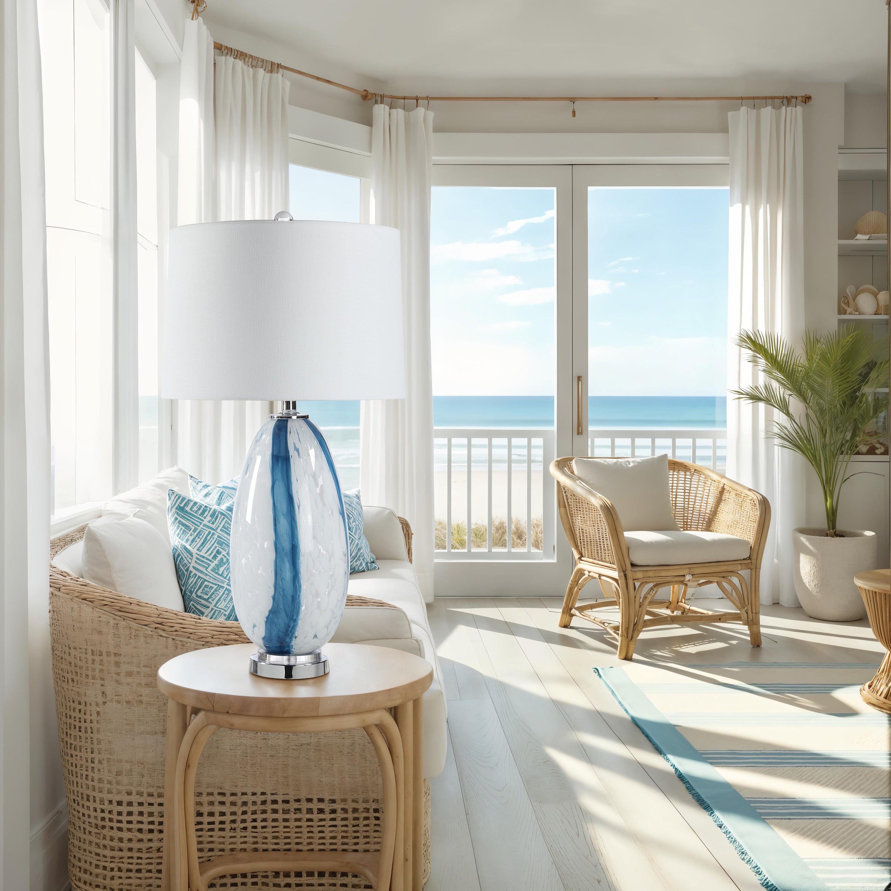 Solis 27.75" Height Table Lamps, Clear And Blue-Table Lamp-DECOROLALA