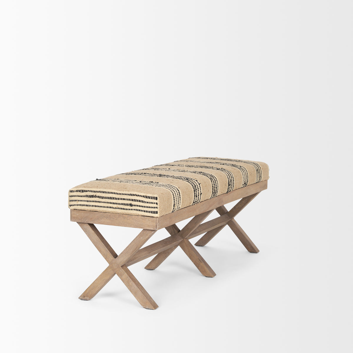 Solis II 50L x 16W Base Woven Leather Cushion Accent Bench-Benches-DECOROLALA