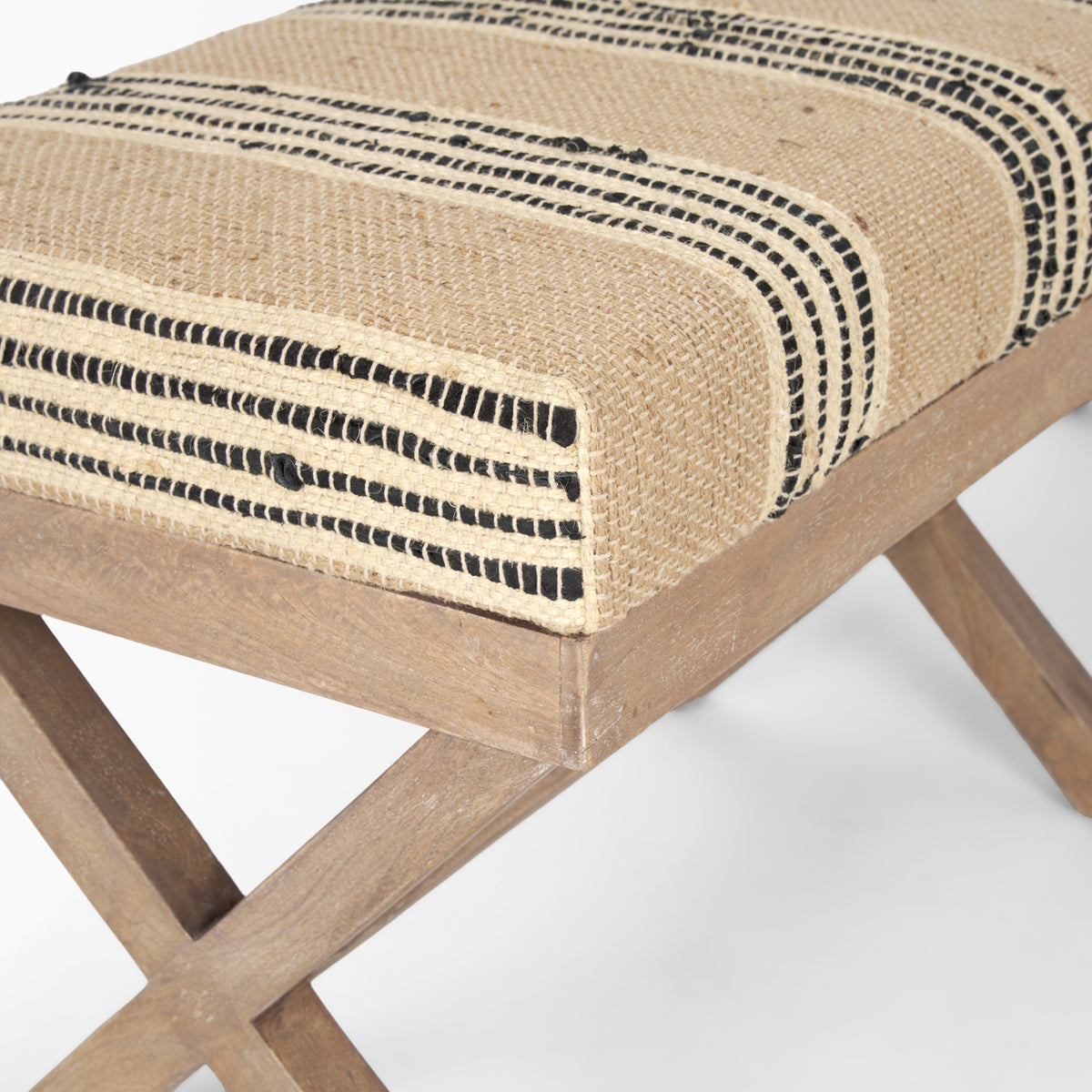Solis II 50L x 16W Base Woven Leather Cushion Accent Bench-Benches-DECOROLALA