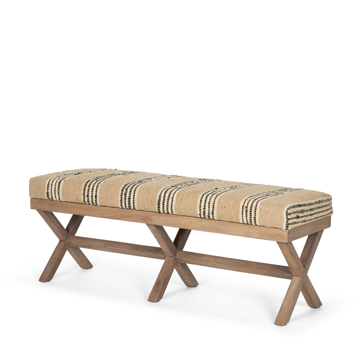 Solis II 50L x 16W Base Woven Leather Cushion Accent Bench-Benches-DECOROLALA