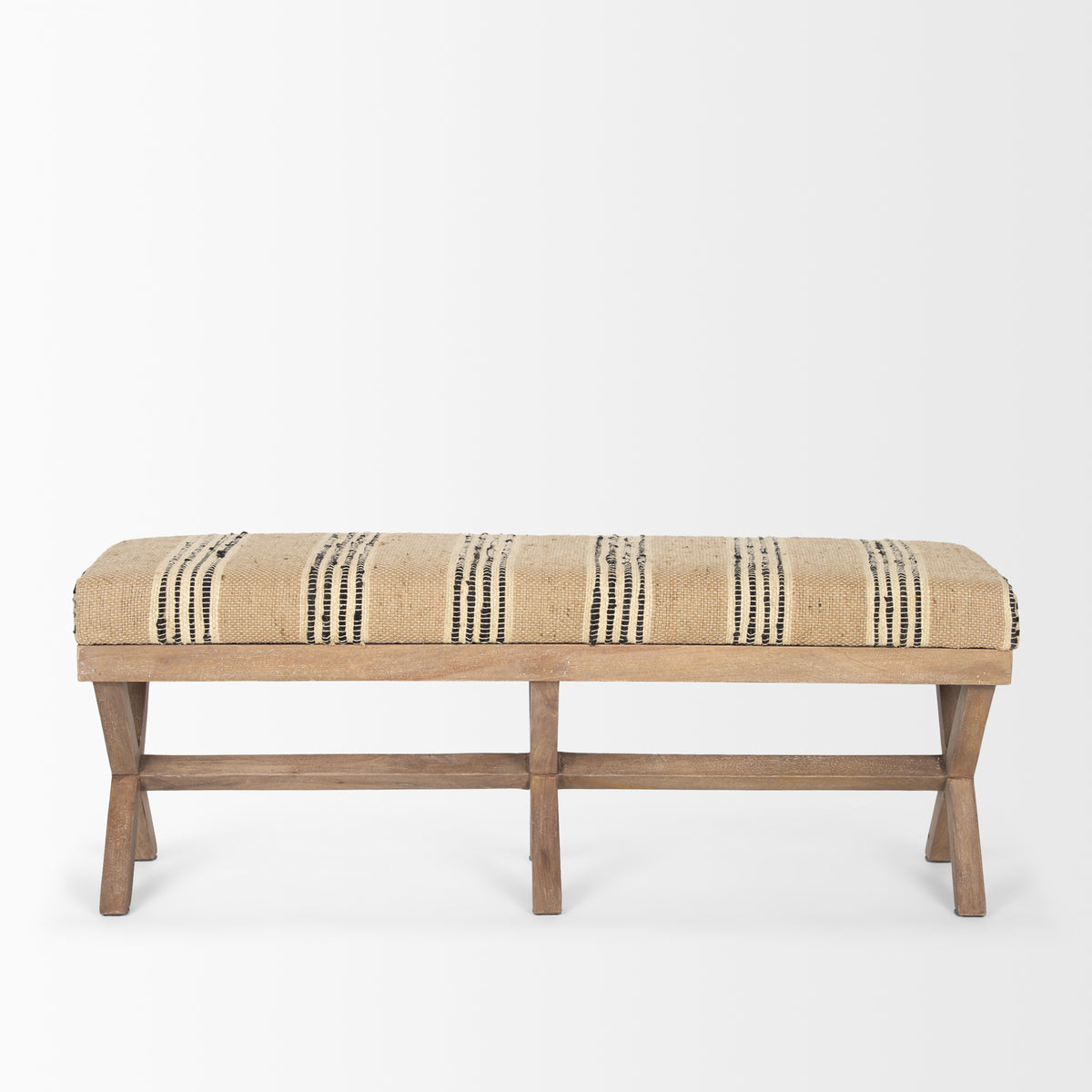 Solis II 50L x 16W Base Woven Leather Cushion Accent Bench-Benches-DECOROLALA