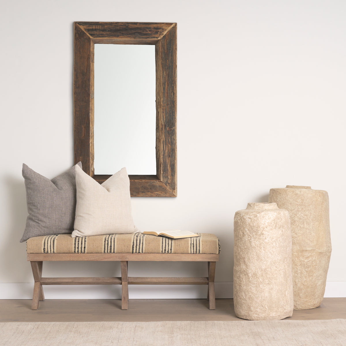 Solis II Woven Leather Cushion Accent Bench-Benches-DECOROLALA