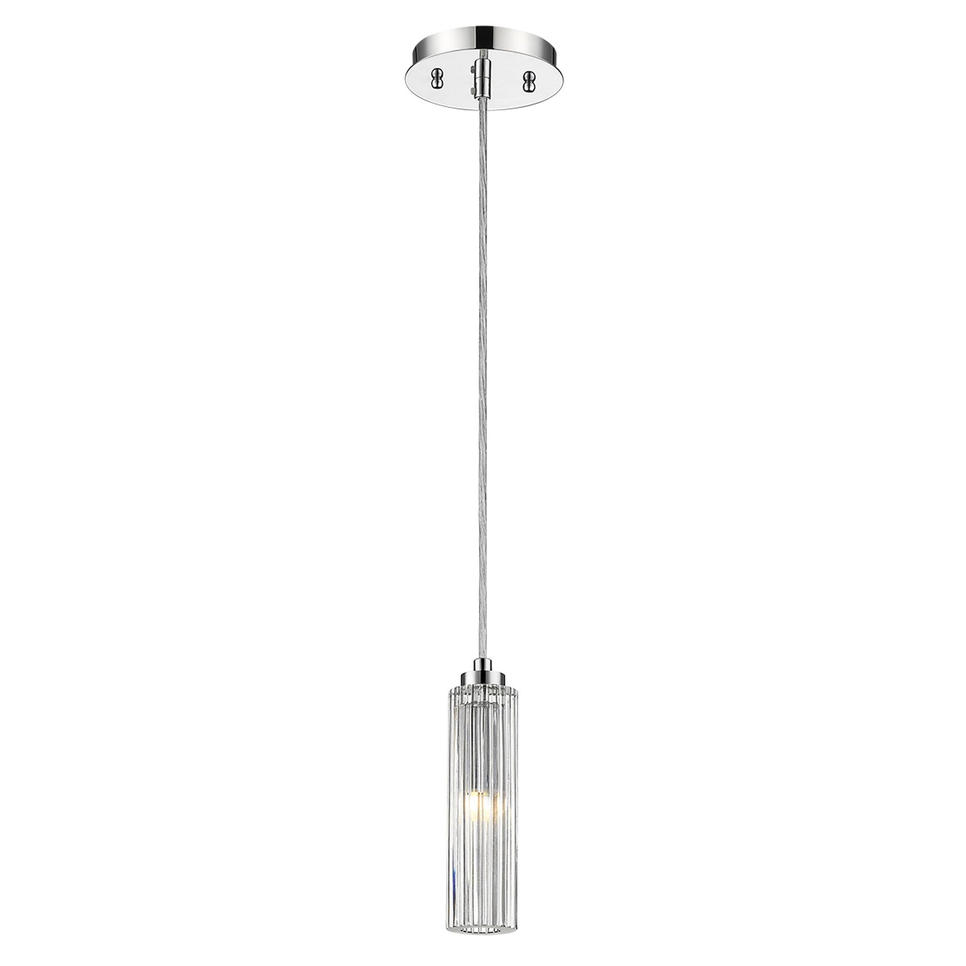 Solo 1-Light Polished Chrome Pendant With Multi-Faceted Round Crystal Shade-Pendants-Hanging Lights-DECOROLALA