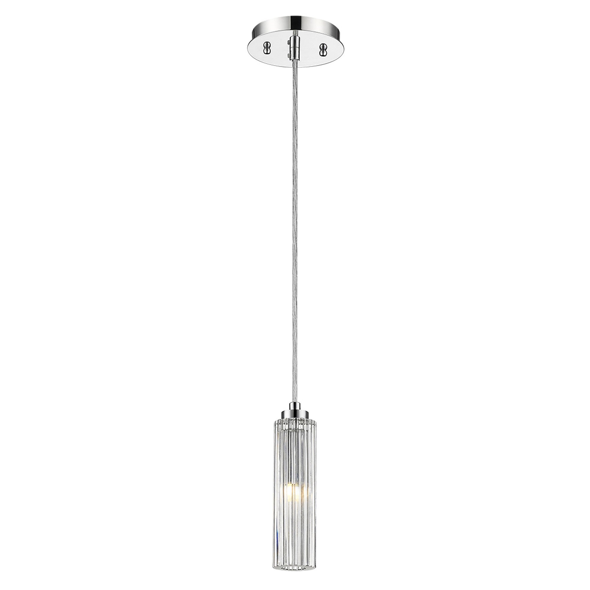 Solo 1-Light Polished Chrome Pendant With Multi-Faceted Round Crystal Shade-Pendants-Hanging Lights-DECOROLALA