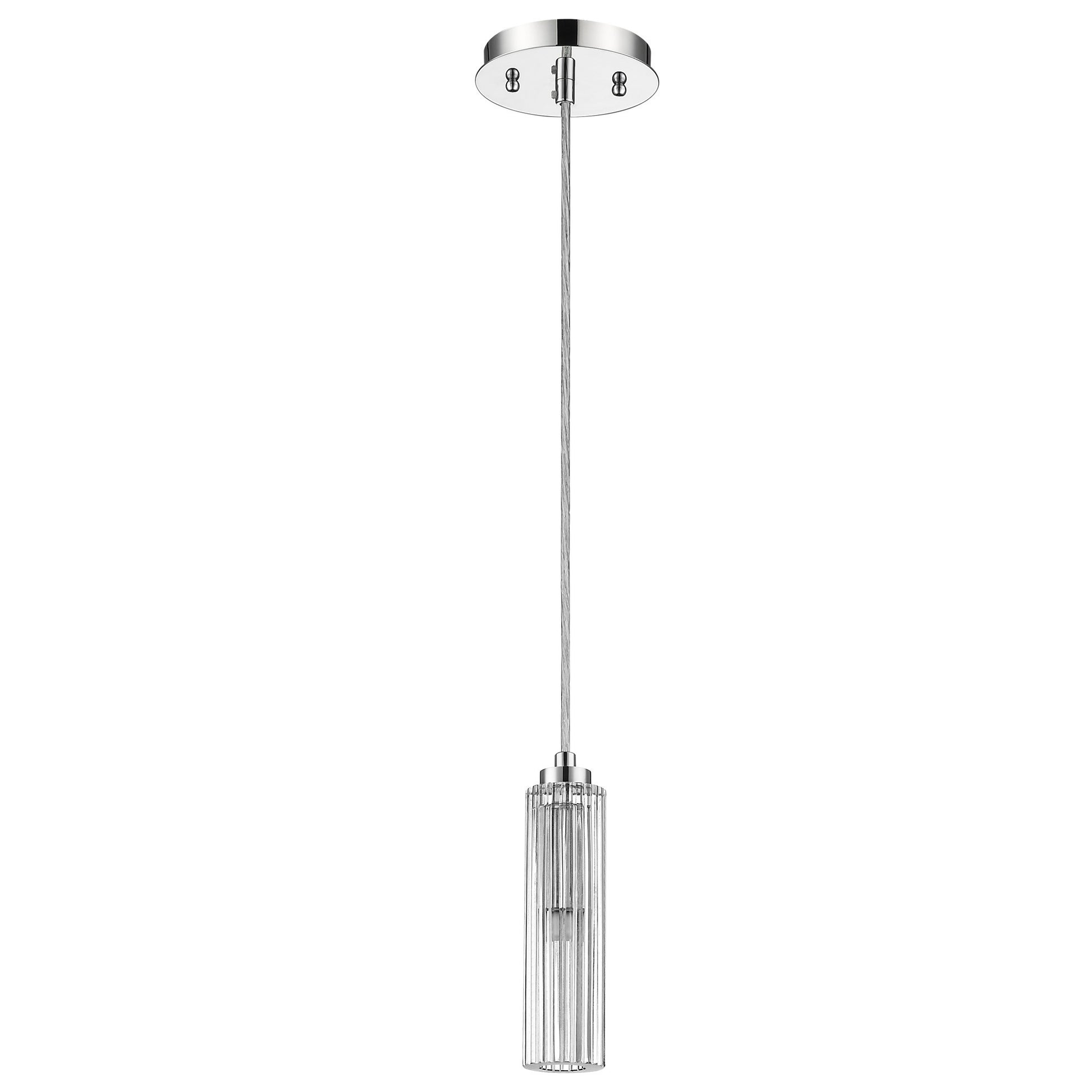 Solo 1-Light Polished Chrome Pendant With Multi-Faceted Round Crystal Shade-Pendants-Hanging Lights-DECOROLALA