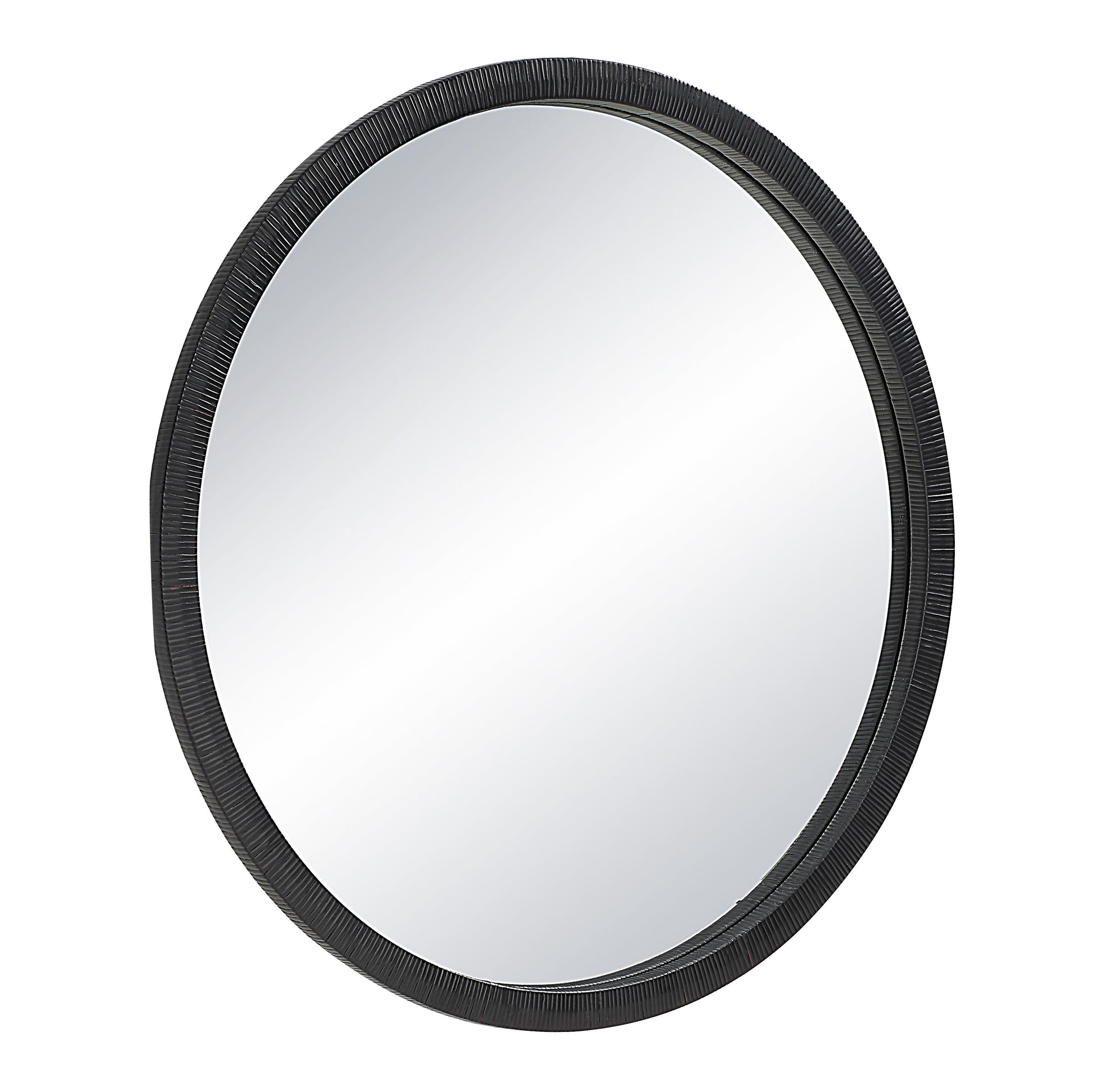 Solo 48" Tall Round Wall Mirror, Black-Mirror-DECOROLALA
