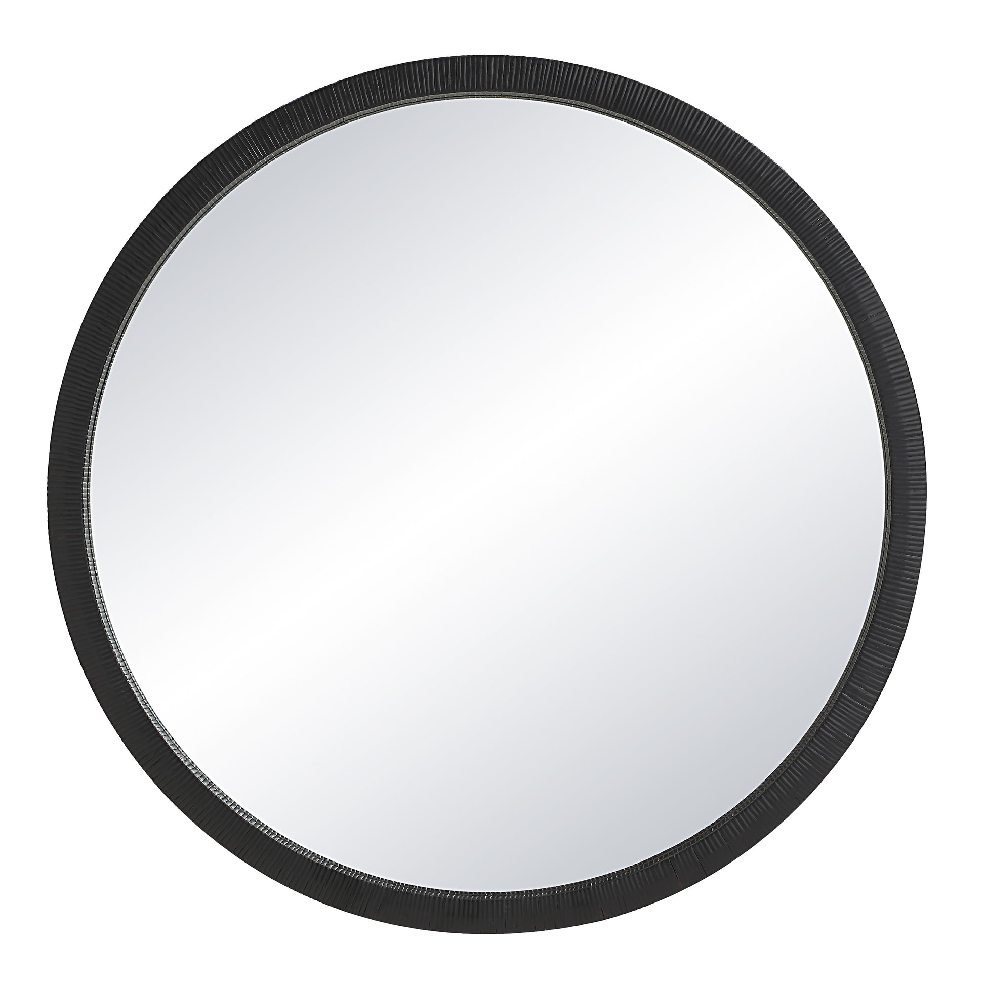 Solo 48" Tall Round Wall Mirror, Black-Mirror-DECOROLALA