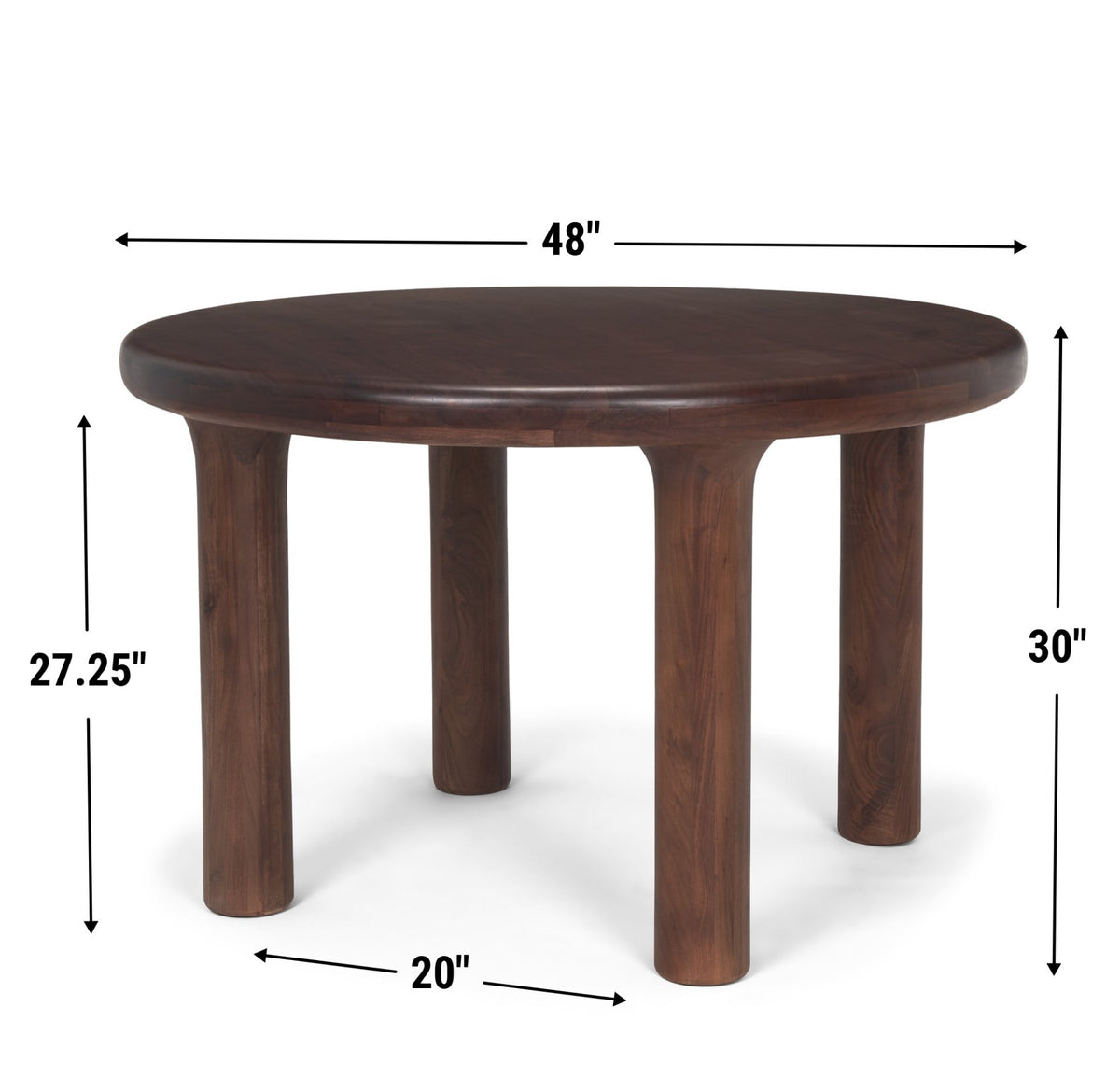 Soma 48" Round Dining Table | Modern | Red Brown Wood | Seats 4-Dining Tables-DECOROLALA