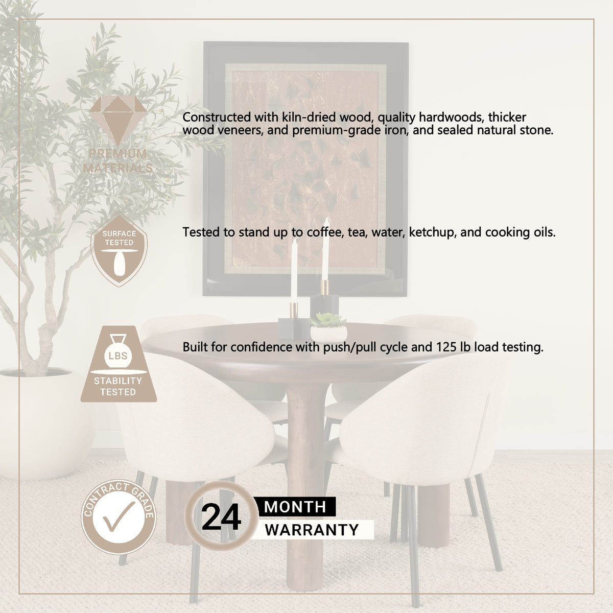 Soma 48" Round Dining Table | Modern | Red Brown Wood | Seats 4-Dining Tables-DECOROLALA