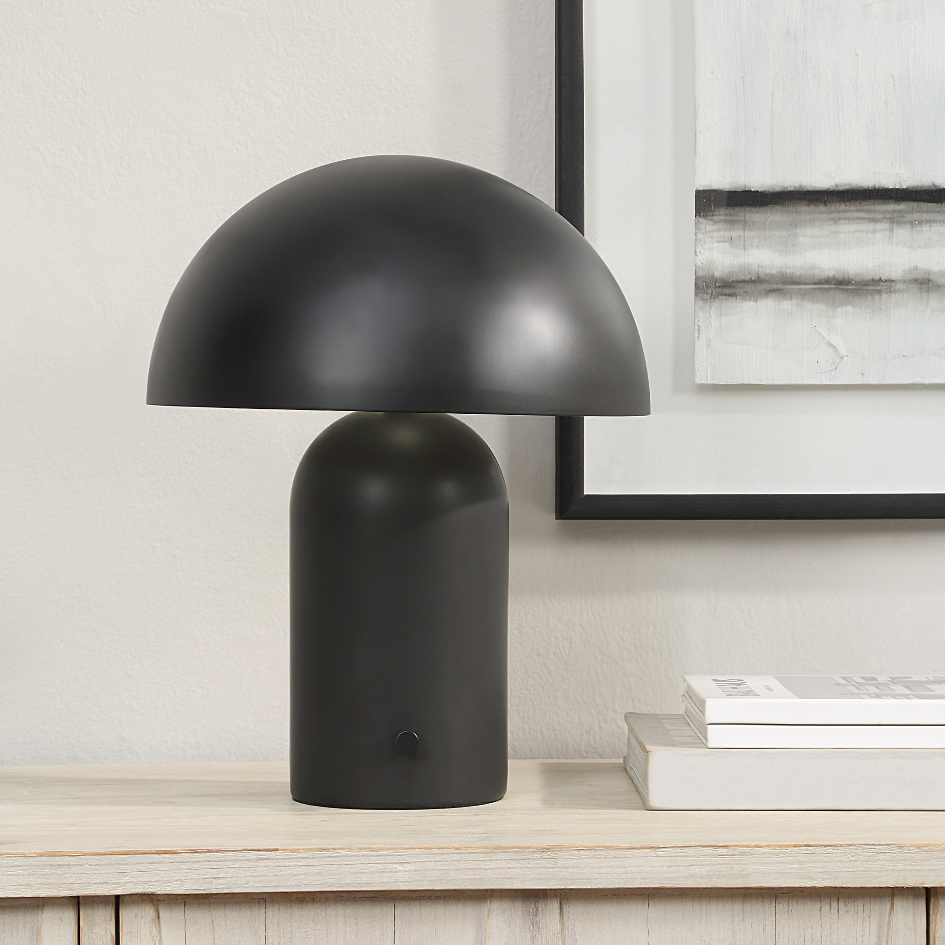 Sombra 16" Ceramic Table Lamp, Black-Table Lamp-DECOROLALA