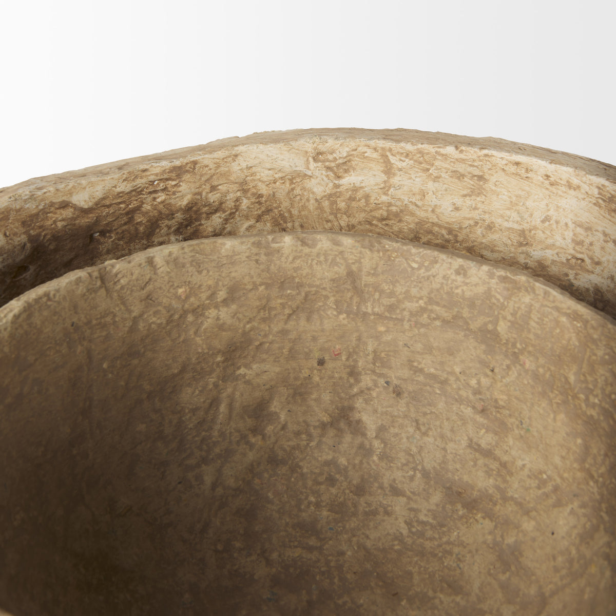 Sonam Set of 2 Beige Paper Mache Spiked Bowls-Bowls-DECOROLALA