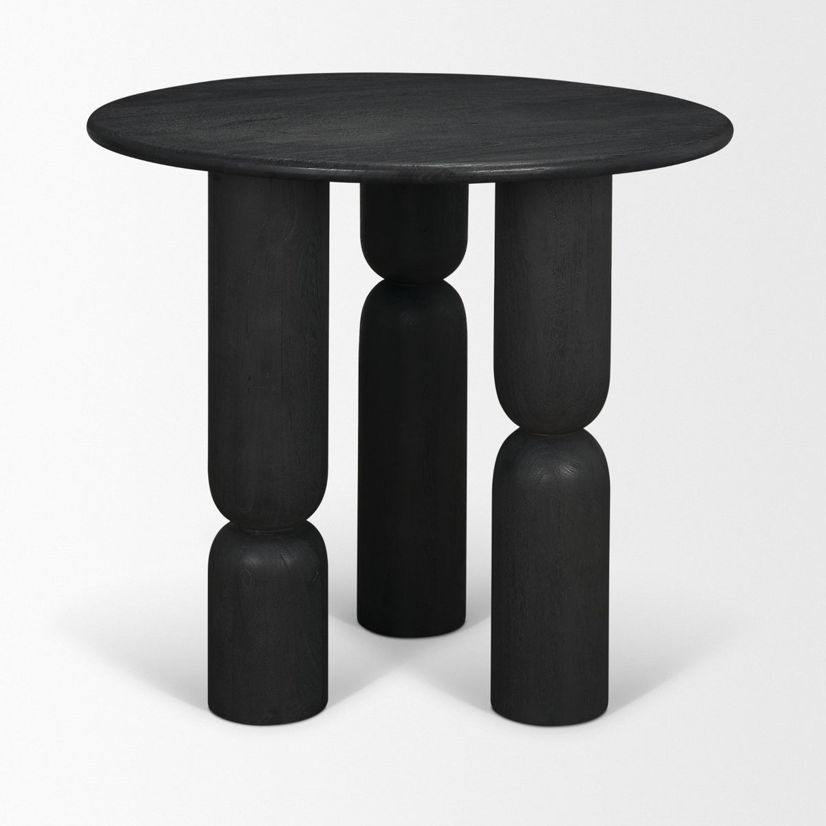 Sonel Pedestal Medium Dark Brown Acacia Wood Foyer Table-Accent Tables-DECOROLALA