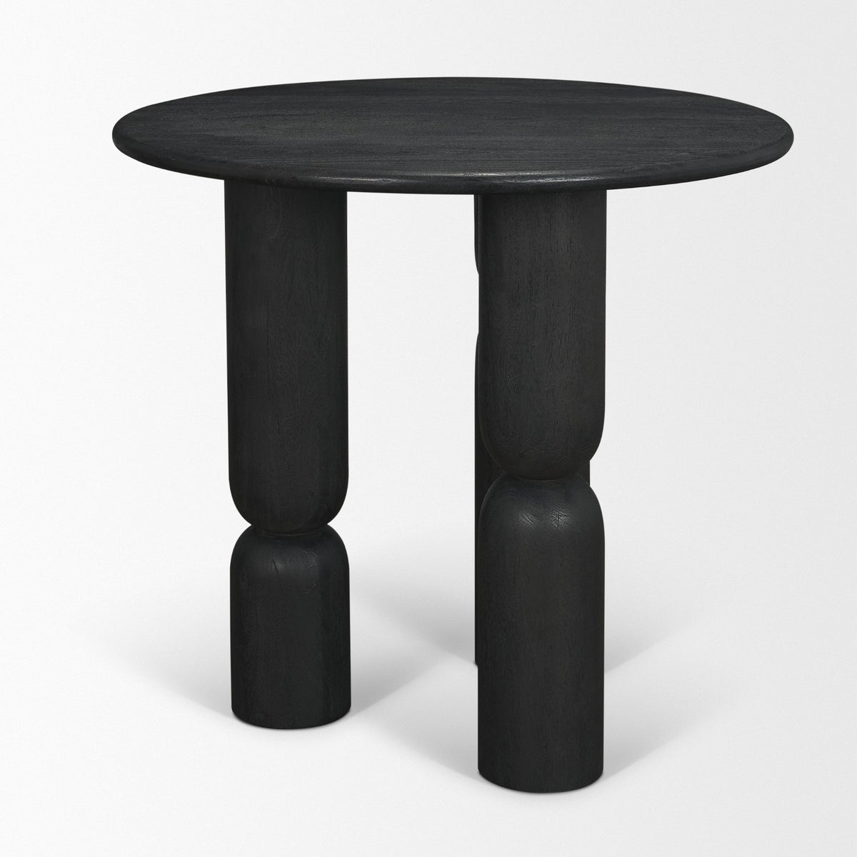 Sonel Pedestal Medium Dark Brown Acacia Wood Foyer Table-Accent Tables-DECOROLALA