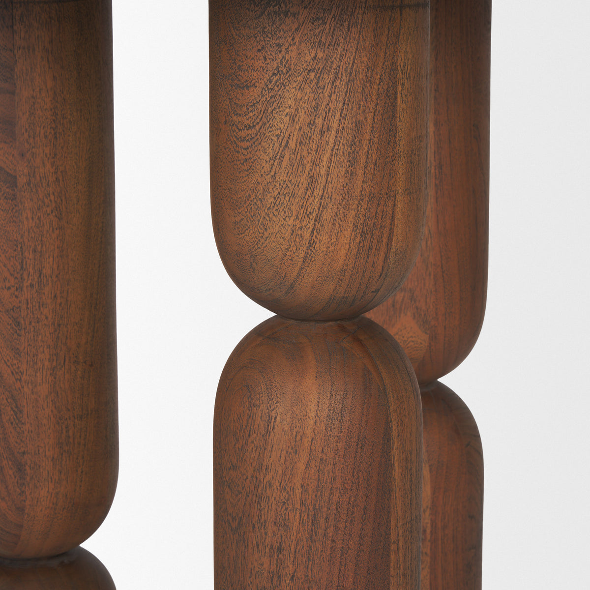 Sonel Pedestal Medium Dark Brown Acacia Wood Foyer Table-Accent Tables-DECOROLALA