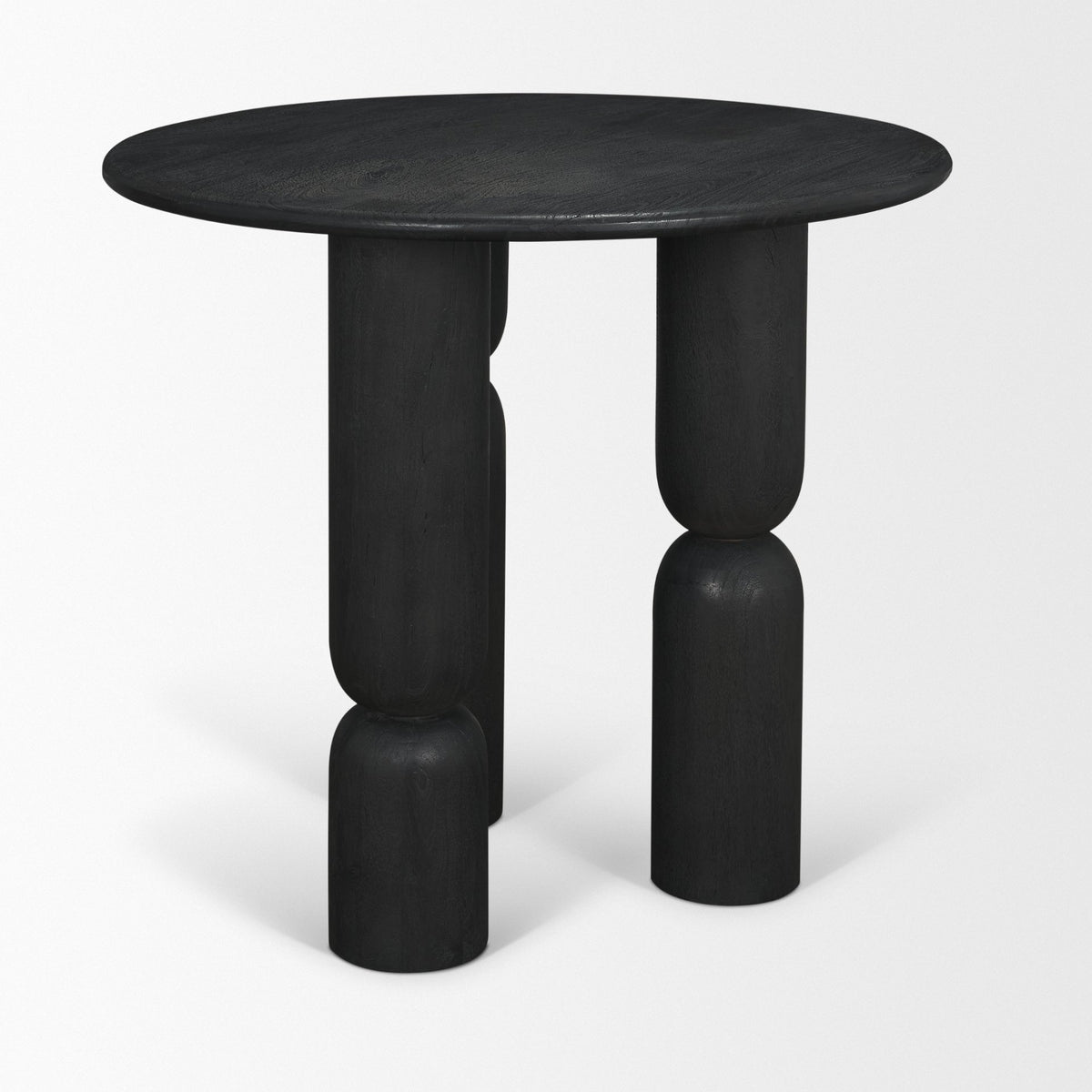 Sonel Pedestal Medium Dark Brown Acacia Wood Foyer Table-Accent Tables-DECOROLALA