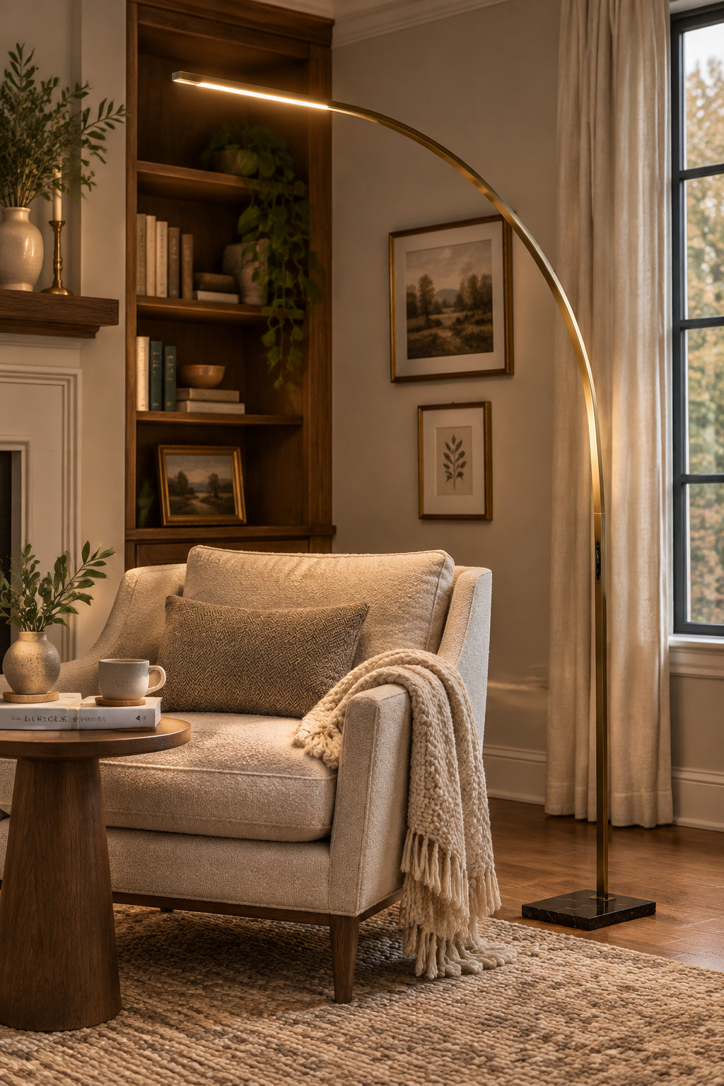 Sonic LED Arc Lamp - Antique Brass Smart Dimmer-Lighting-DECOROLALA