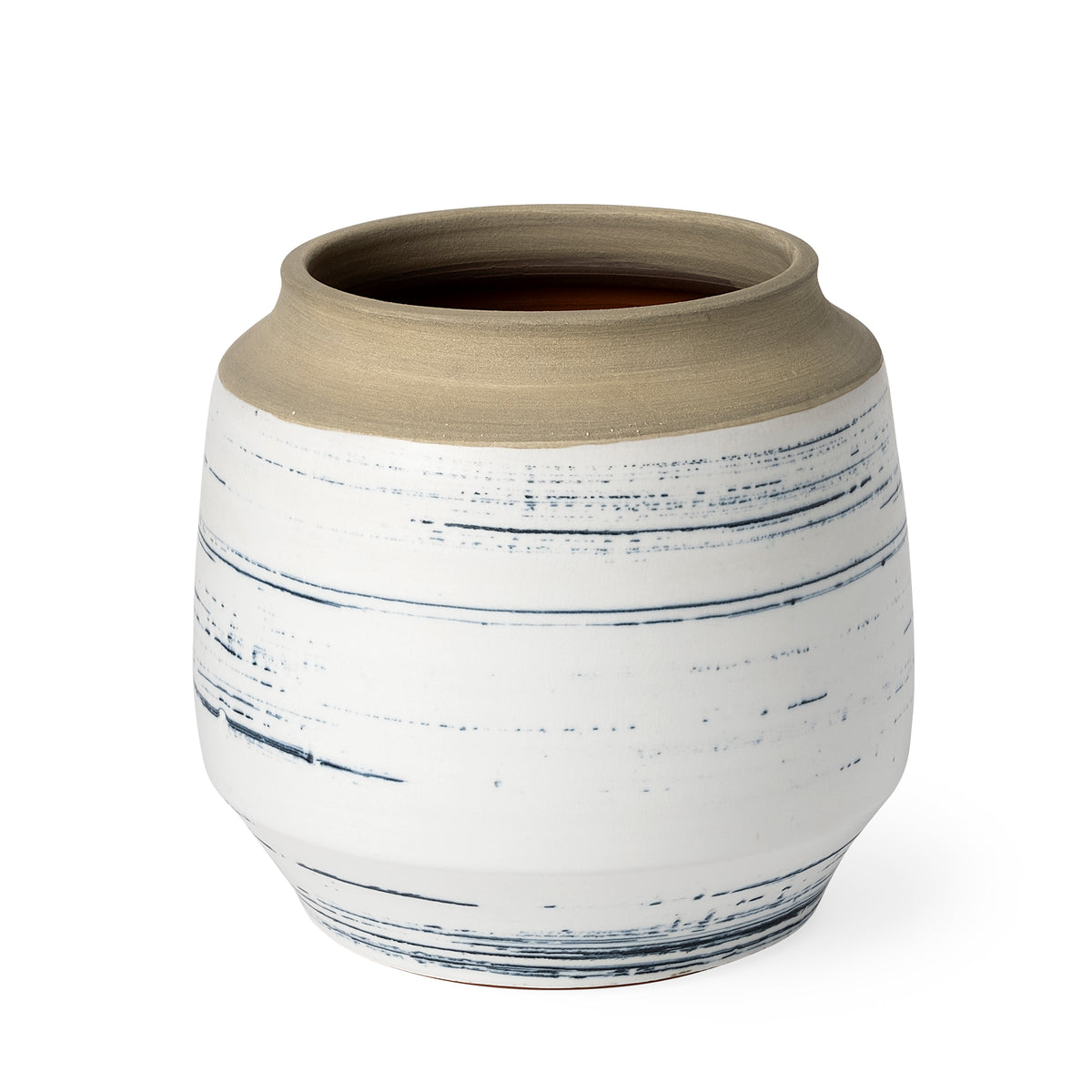 Sonnett Short White and Blue Ceramic Vase-Vases-DECOROLALA