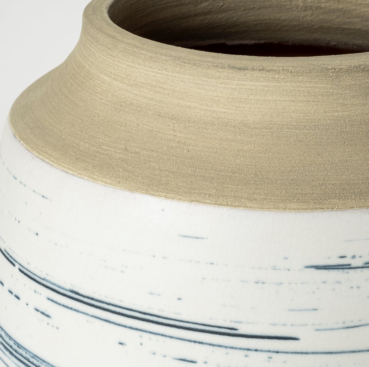 Sonnett Short White/Blue Ceramic Vase-Vase-DECOROLALA