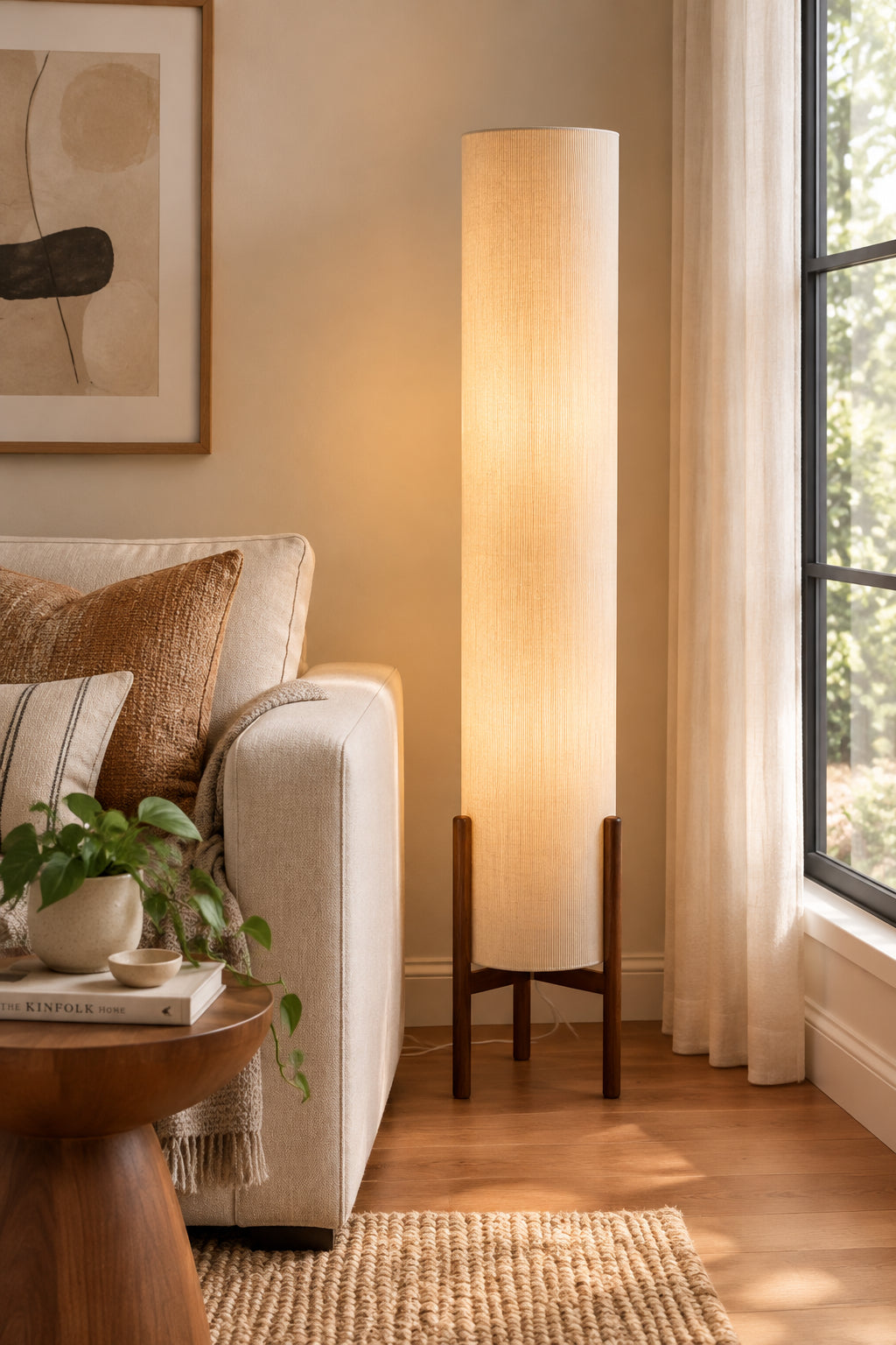 Sonora Floor Lantern 60.5" Walnut Tripod-Lighting-DECOROLALA