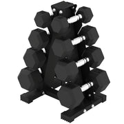 Soozier 100 lbs Hex Dumbbell Set with Rack - Black Rubber-DECOROLALA
