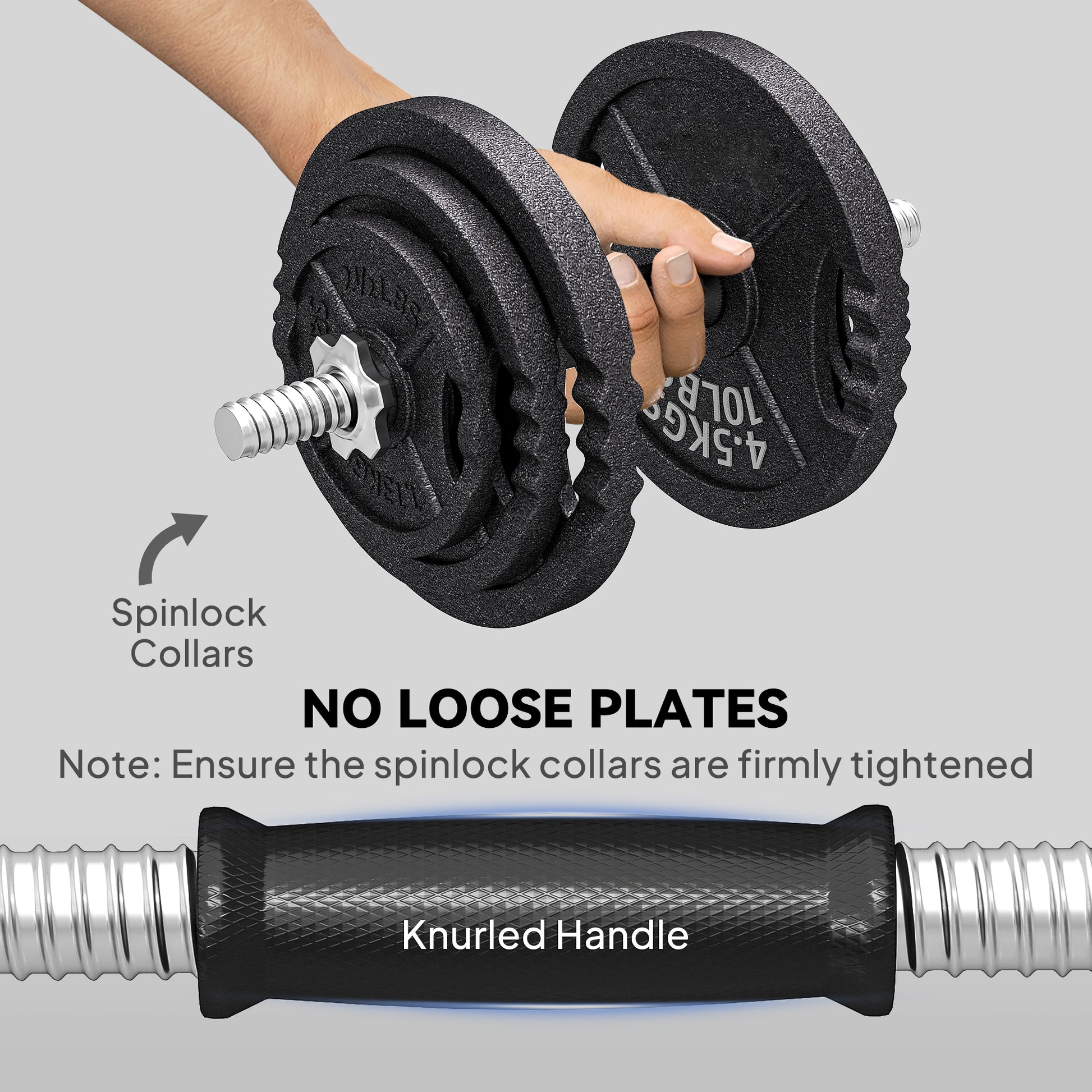 Soozier 112lb Adjustable Dumbbell and Barbell Set - Black Steel-DECOROLALA