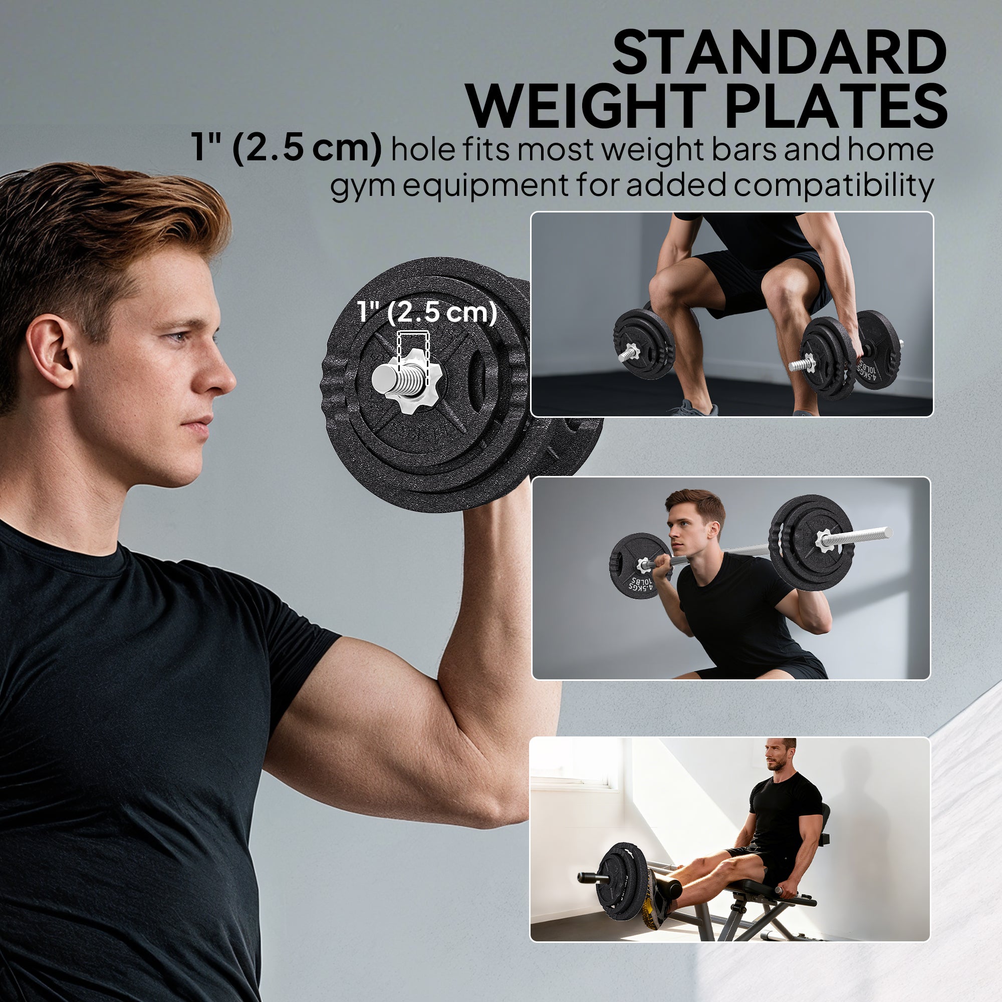 Soozier 112lb Adjustable Dumbbell and Barbell Set - Black Steel-DECOROLALA
