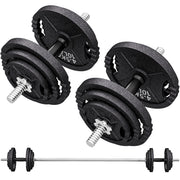 Soozier 112lb Adjustable Dumbbell and Barbell Set - Black Steel-DECOROLALA