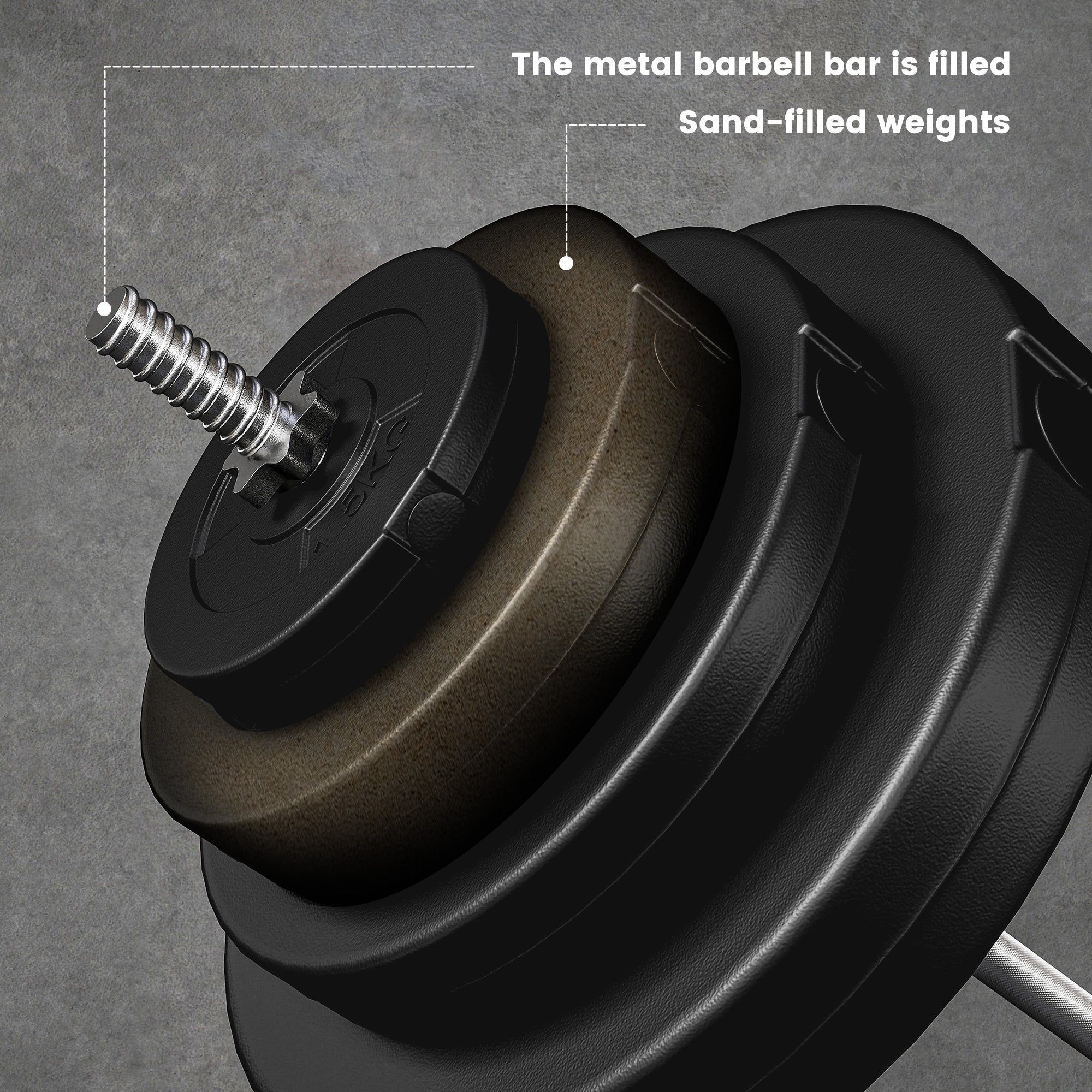 Soozier 154 lbs Adjustable Barbell Weight Set with 67" Bar - Black-DECOROLALA