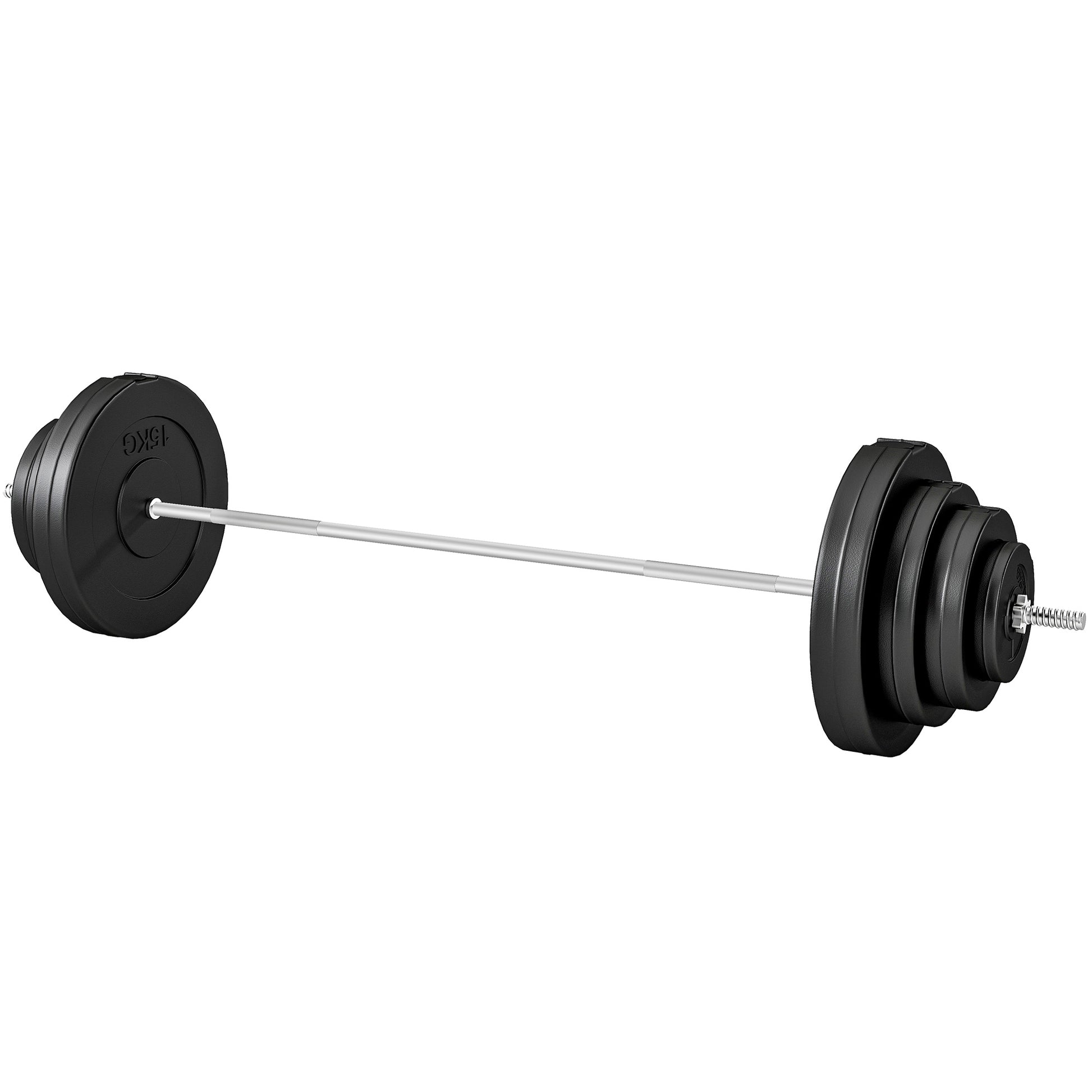Soozier 154 lbs Adjustable Barbell Weight Set with 67" Bar - Black-DECOROLALA
