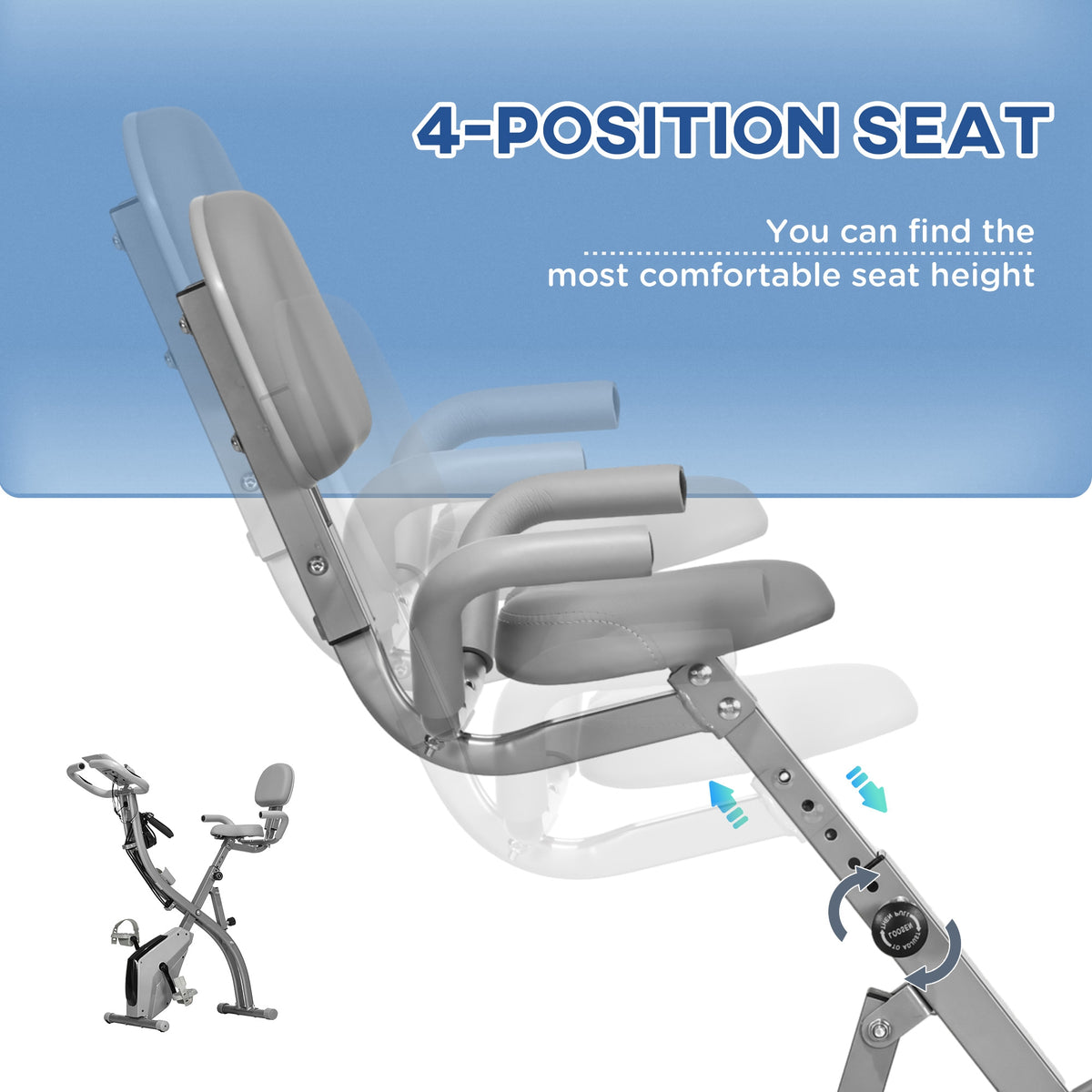 Soozier 3-in-1 Folding Exercise Bike - 8-Level Magnetic Grey-Exercise Bikes-DECOROLALA