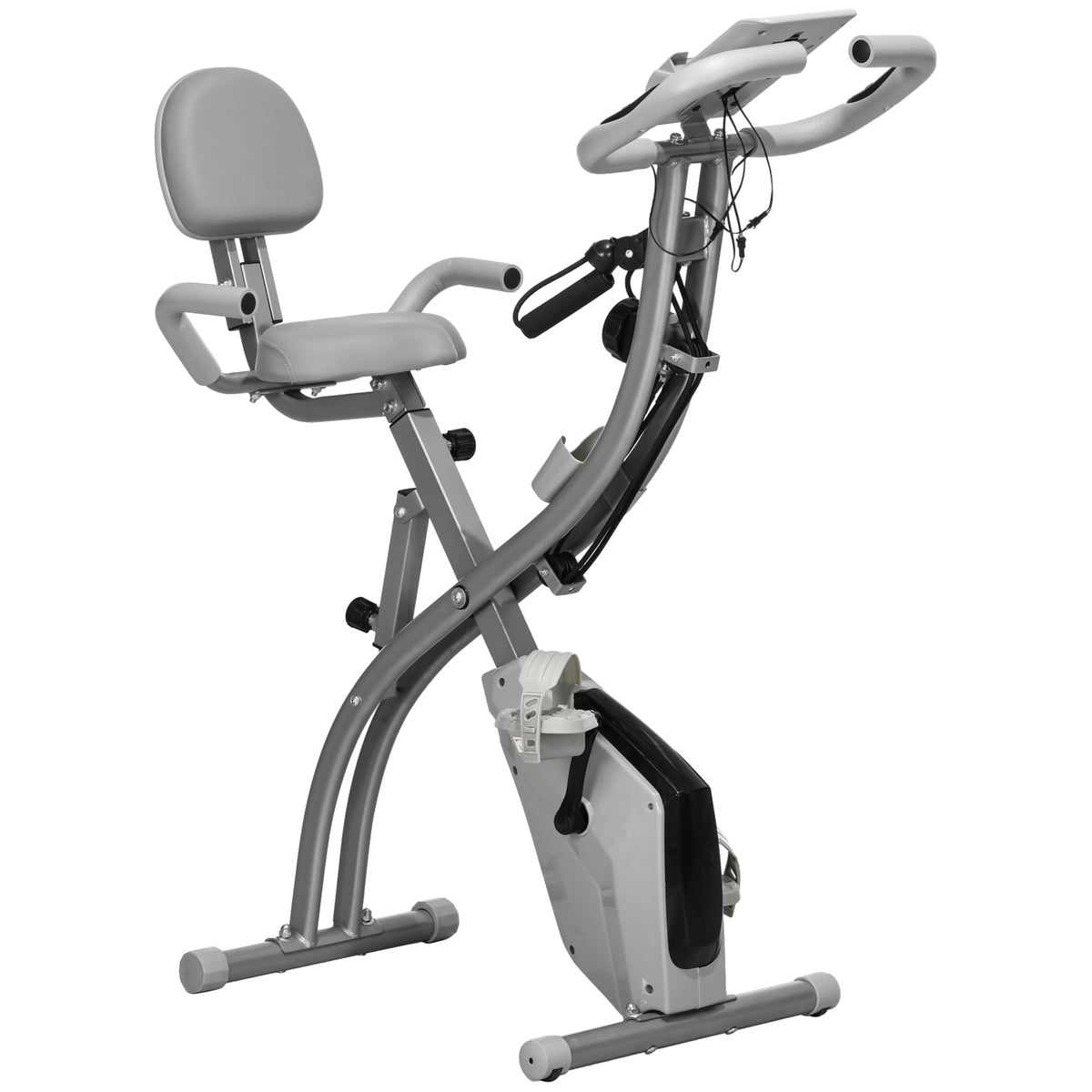 Soozier 3-in-1 Folding Exercise Bike - 8-Level Magnetic Grey-Exercise Bikes-DECOROLALA