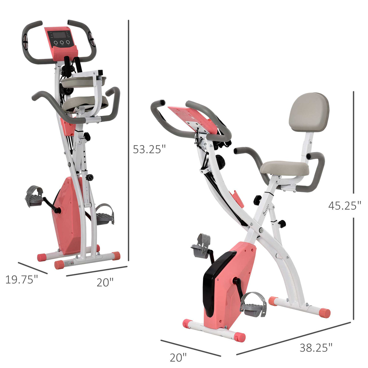 Soozier 3-in-1 Folding Magnetic Exercise Bike - Pink-Exercise Bikes-DECOROLALA
