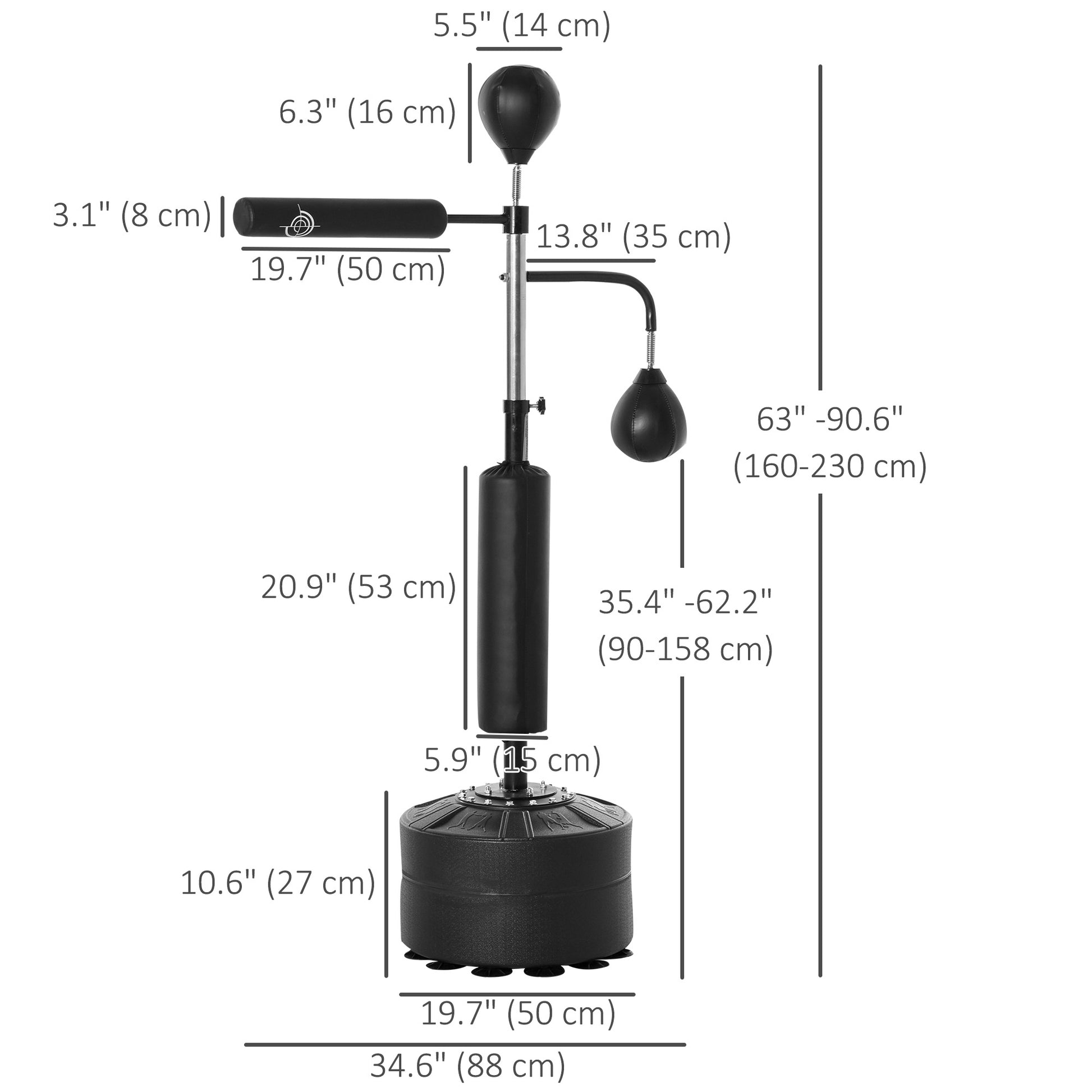 Soozier 4-in-1 Free Standing Punching Bag with Reflex Bar - Black-DECOROLALA