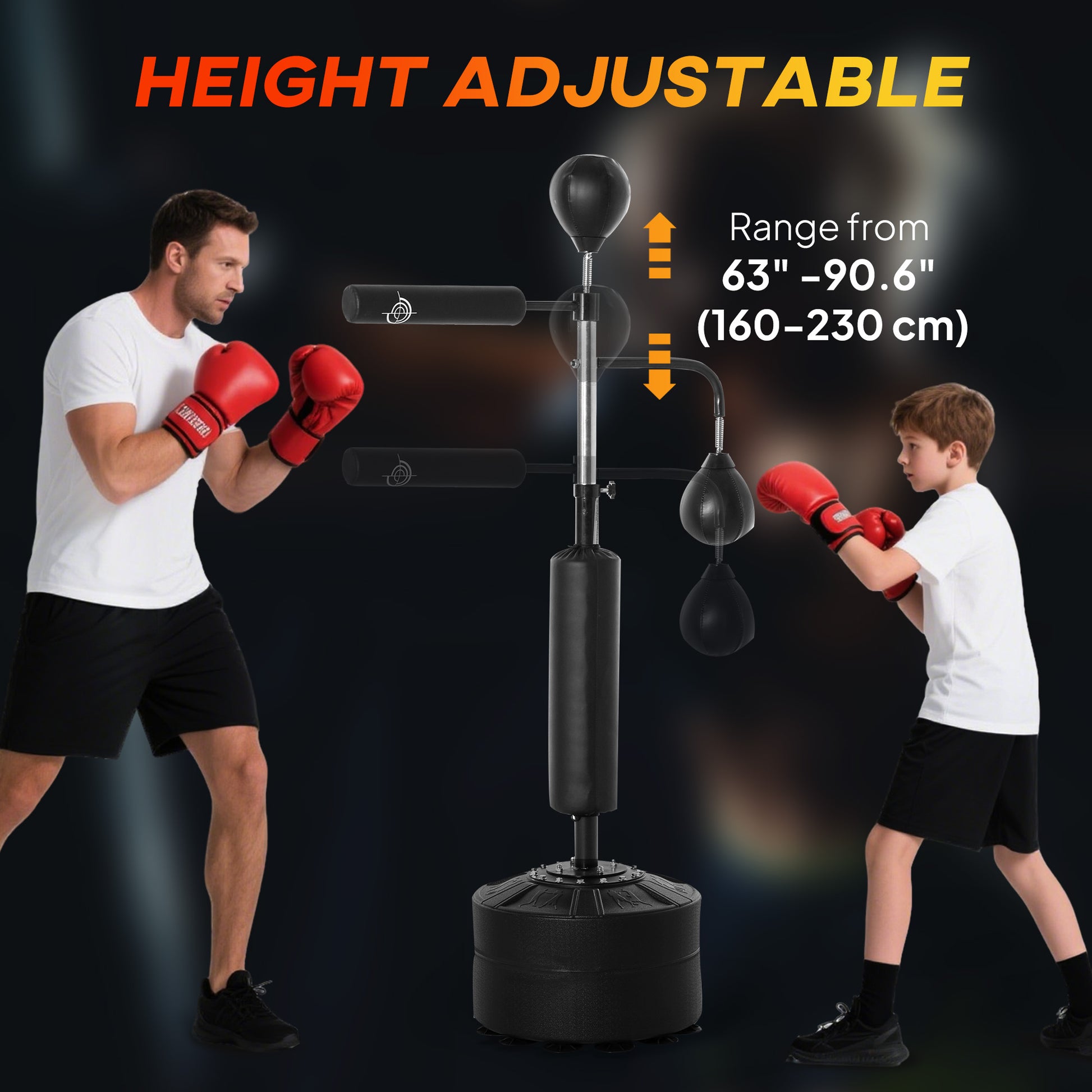 Soozier 4-in-1 Free Standing Punching Bag with Reflex Bar - Black-DECOROLALA