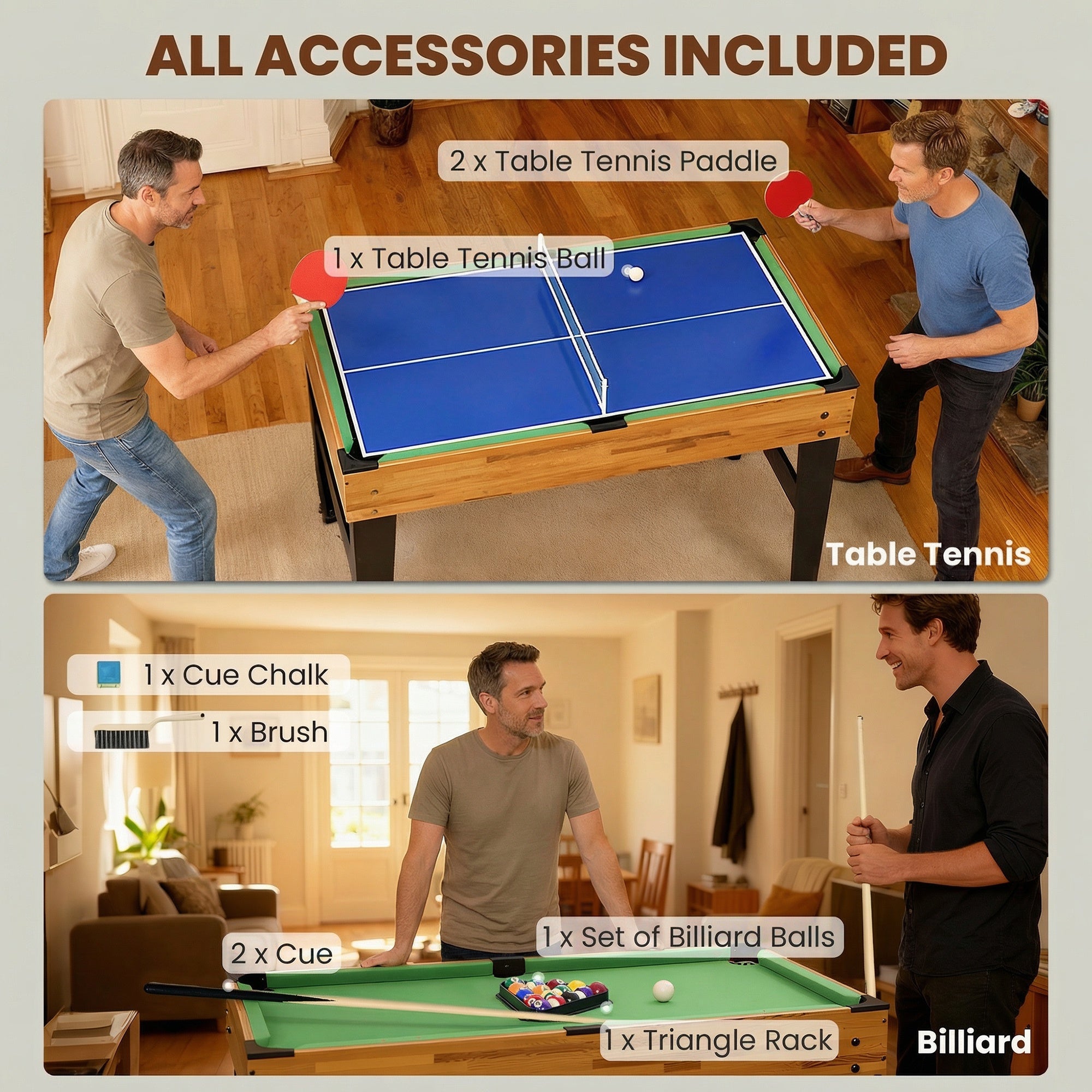 Soozier 48" 13-in-1 Multi Game Table - Light Walnut-DECOROLALA