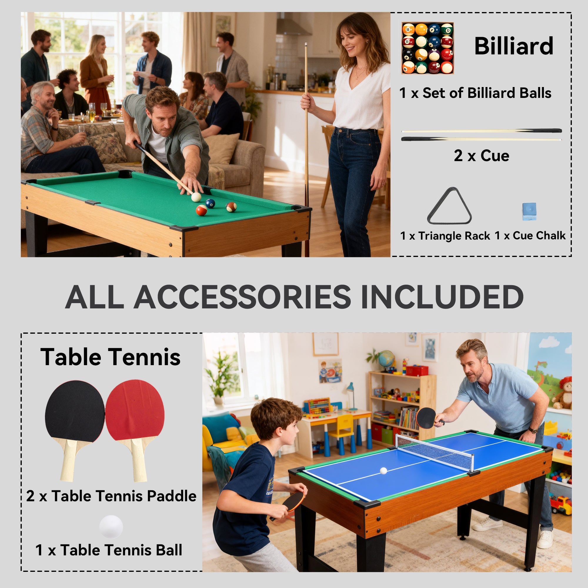 Soozier 53" 5-in-1 Multi Game Table - Walnut and Black-DECOROLALA