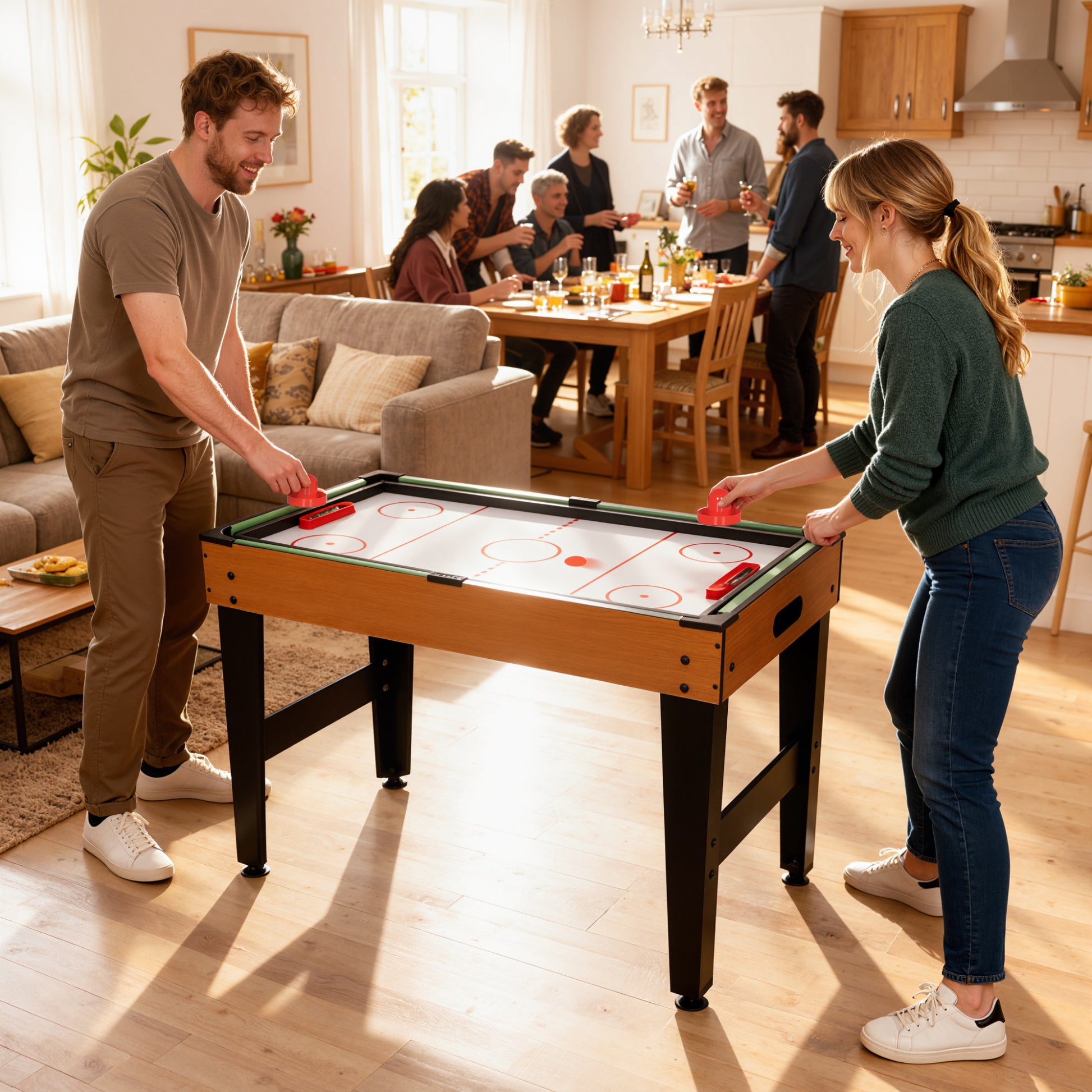 Soozier 53" 5-in-1 Multi Game Table - Walnut and Black-DECOROLALA