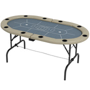 Soozier 70" Foldable Poker Table - 8 Player Oval Blue-DECOROLALA
