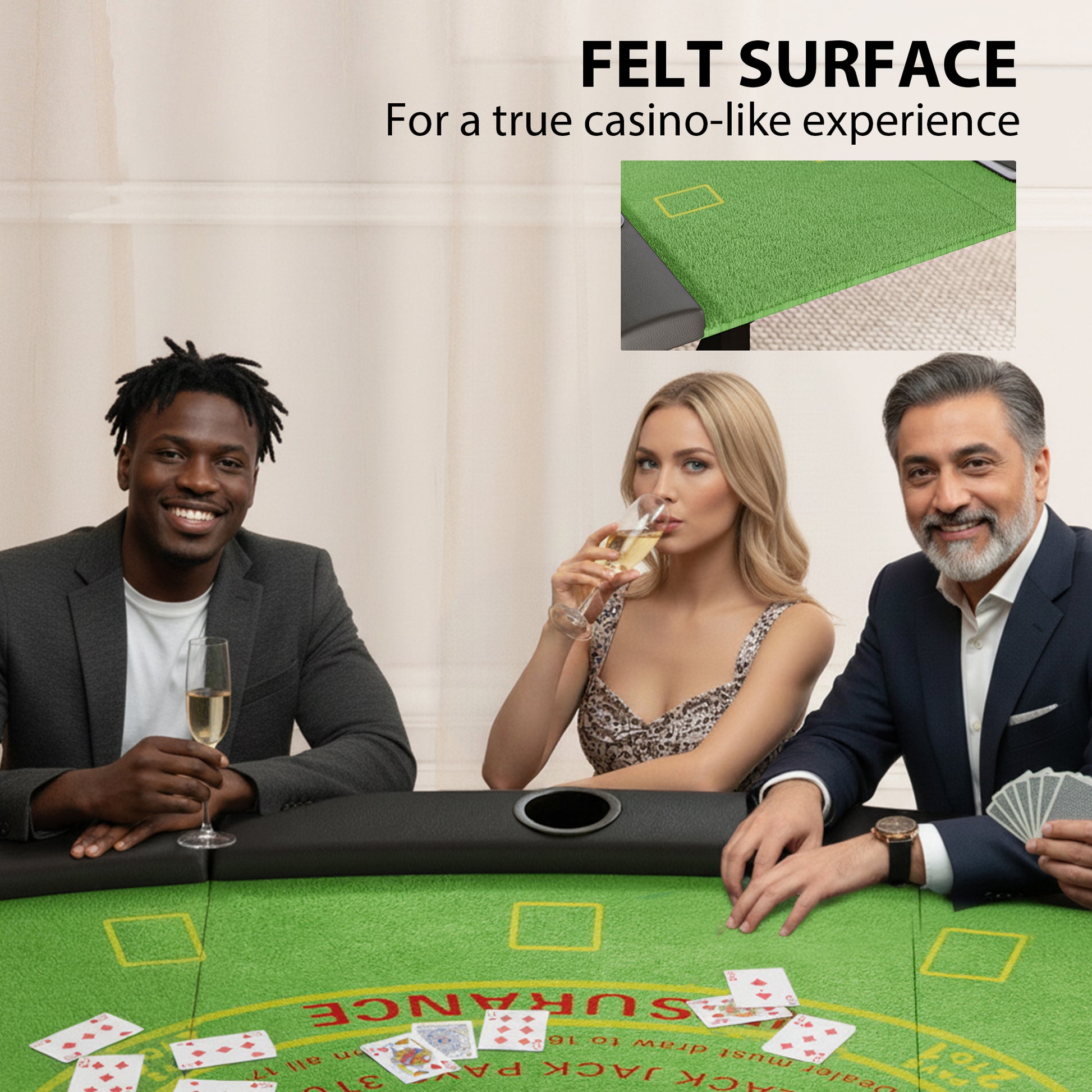 Soozier 72" Foldable Poker Table, 8-Player, Green with 7 Cup Holders-DECOROLALA