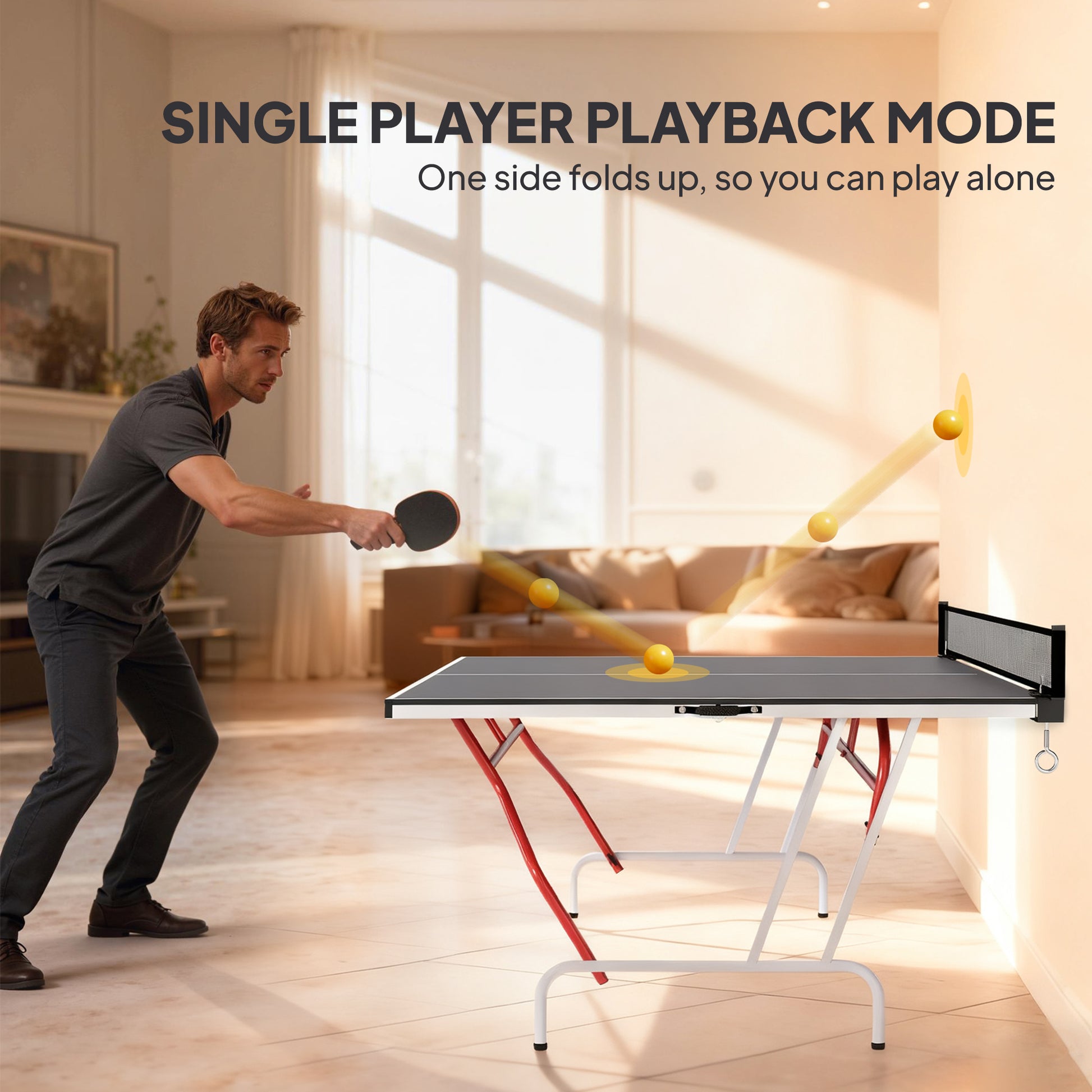 Soozier 9' x 5' Folding Table Tennis Table - Dark Grey-DECOROLALA