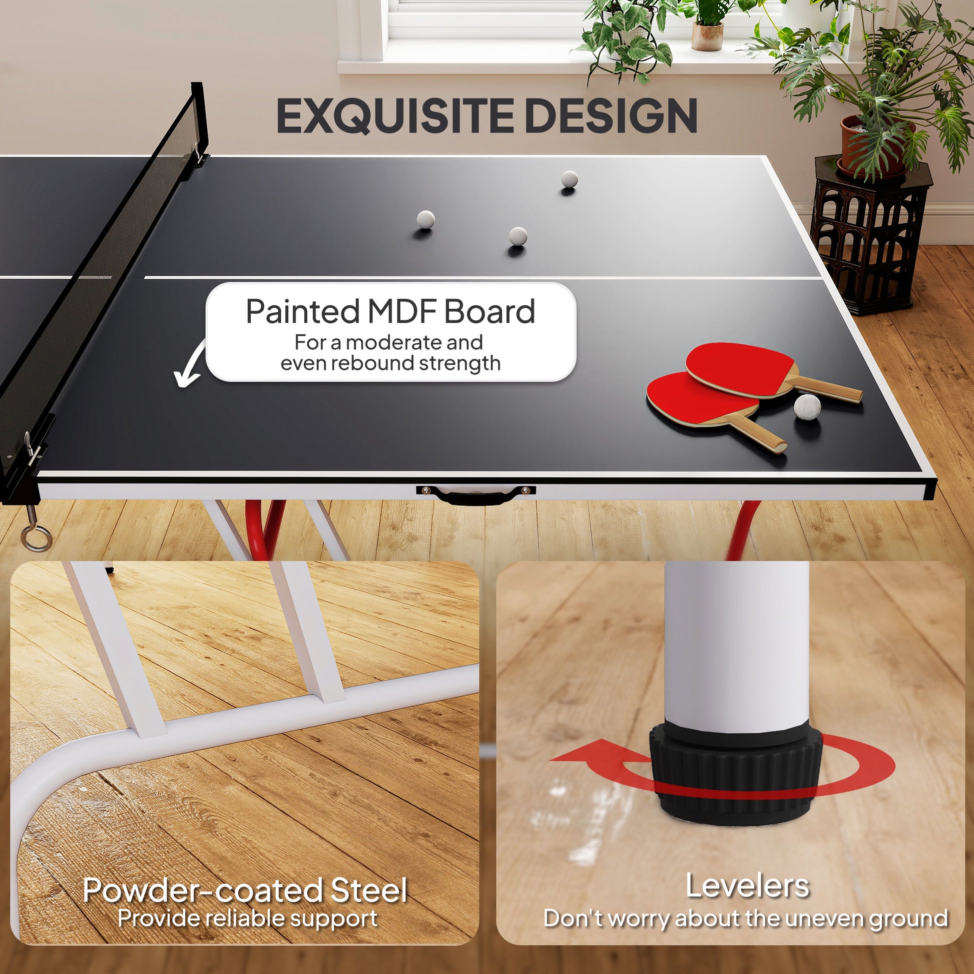 Soozier 9' x 5' Folding Table Tennis Table - Dark Grey-DECOROLALA