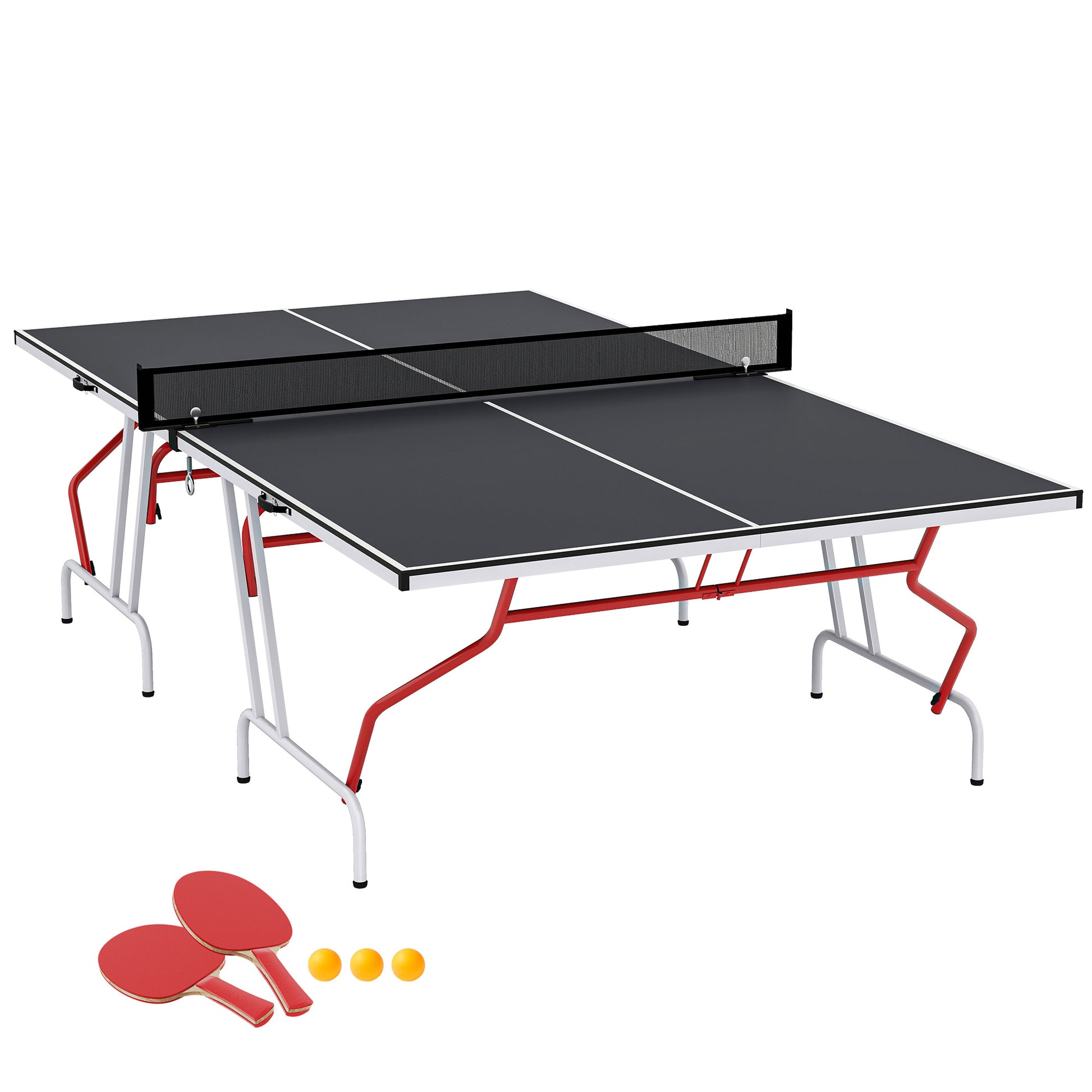 Soozier 9' x 5' Folding Table Tennis Table - Dark Grey-DECOROLALA