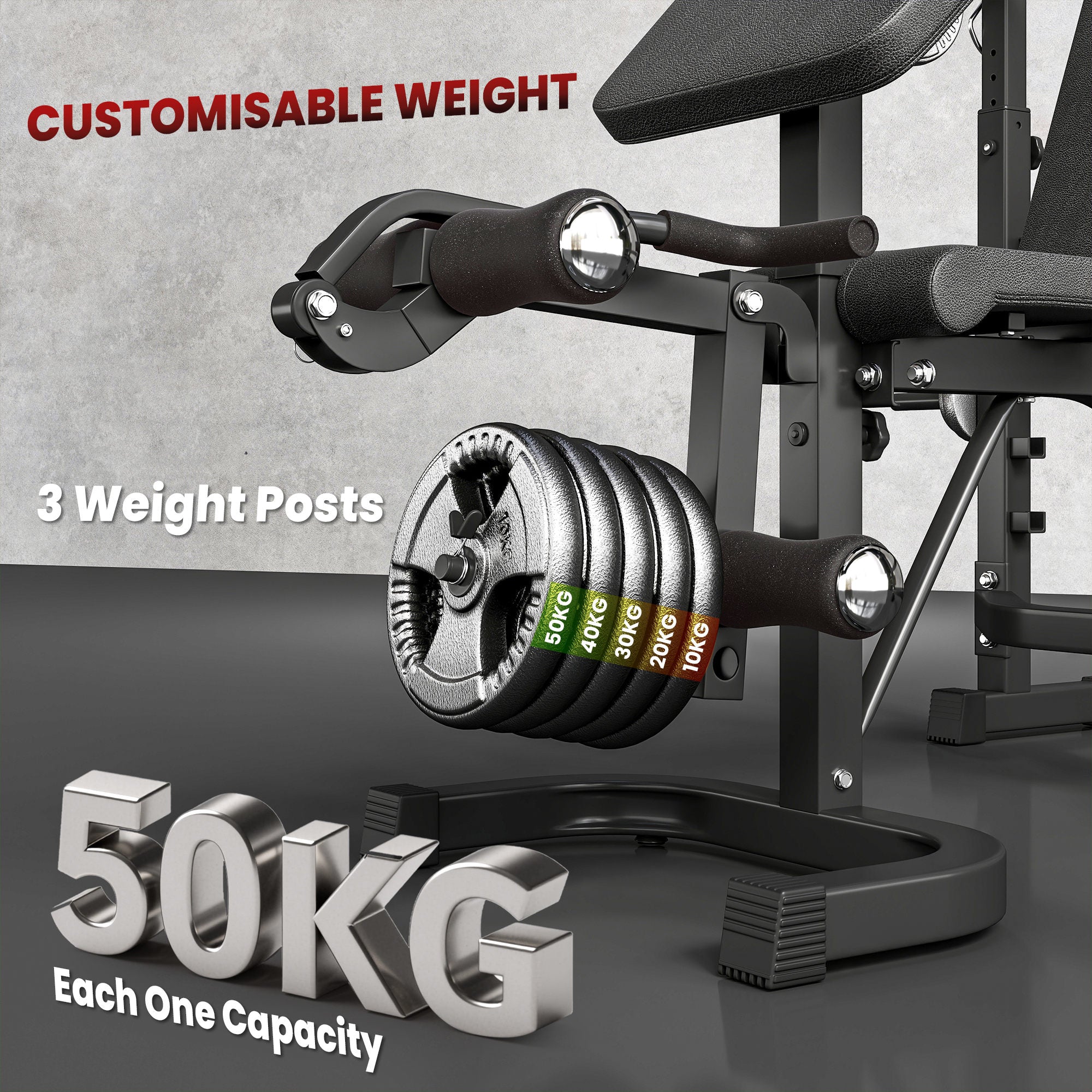 Soozier Adjustable Olympic Weight Bench with Squat Rack - Grey-DECOROLALA