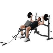 Soozier Adjustable Olympic Weight Bench with Squat Rack - Grey-DECOROLALA