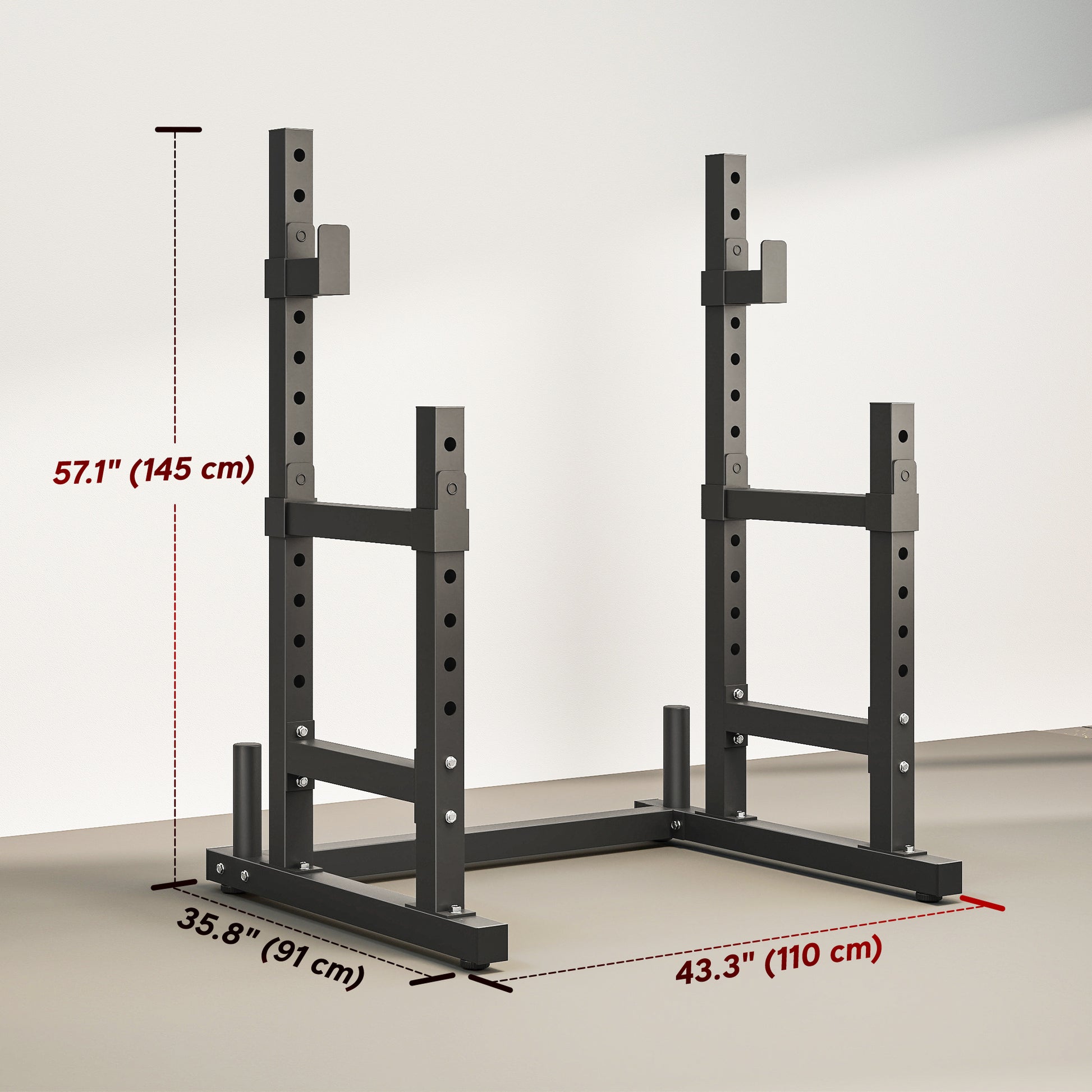 Soozier Adjustable Squat Rack, 660 lbs Multi-Function Barbell Rack for Weight Lifting and Home Gym Strength Training, Black-DECOROLALA