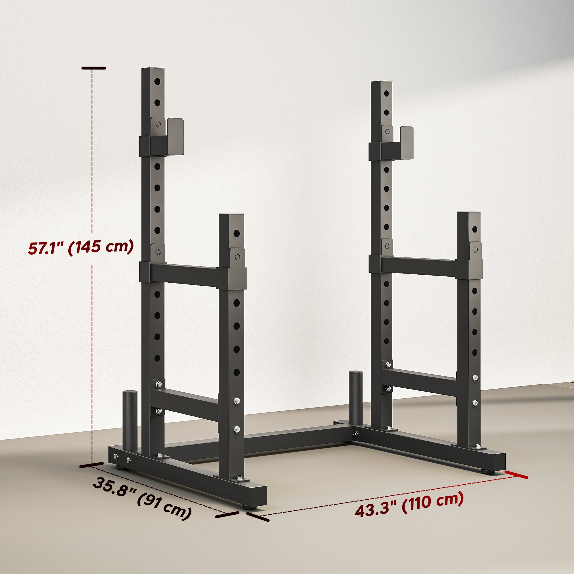 Soozier Adjustable Squat Rack, 660 lbs Multi-Function Barbell Rack for Weight Lifting and Home Gym Strength Training, Black-DECOROLALA